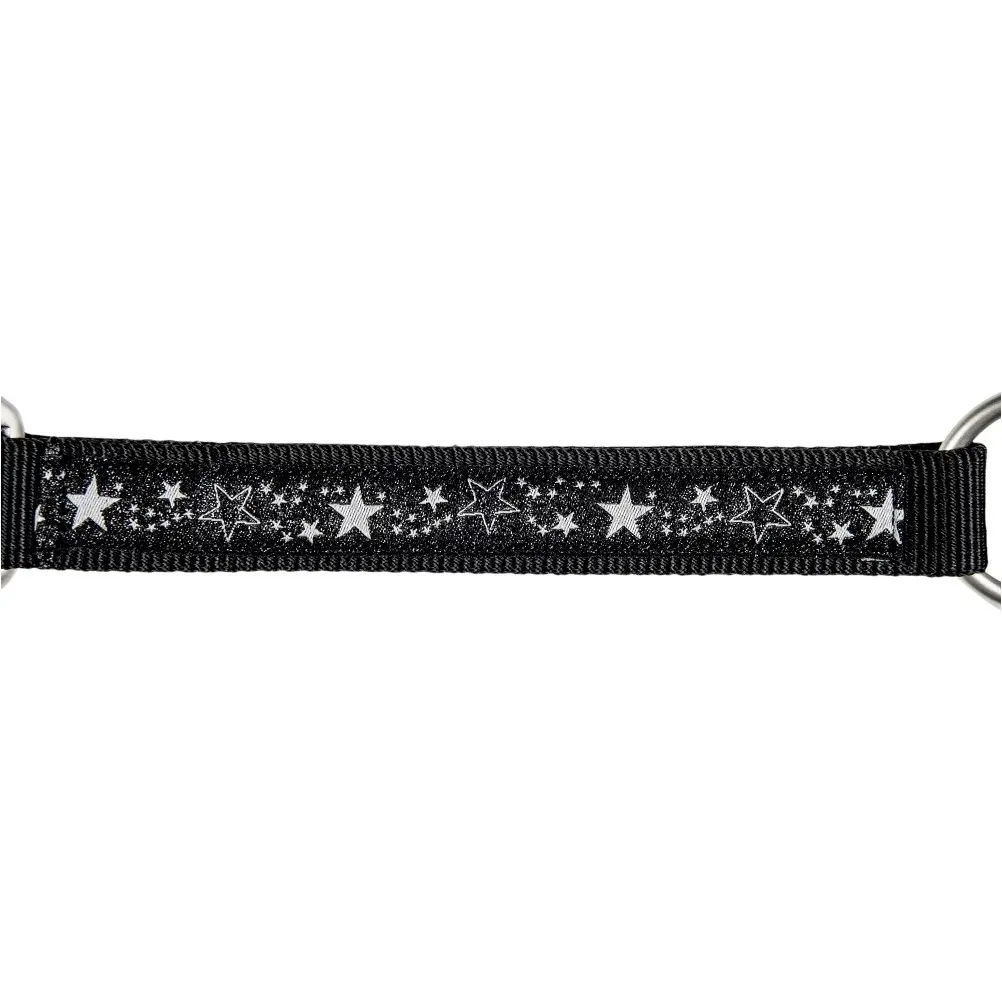 Halfter + Strick-Set mit Karabinerhaken STERNCHEN schwarz/silber