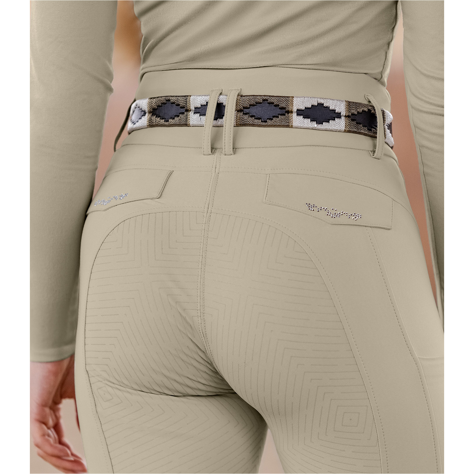 Damen Reithose Silikon Vollbesatz COMFORT RIDE GLAM beigegrau