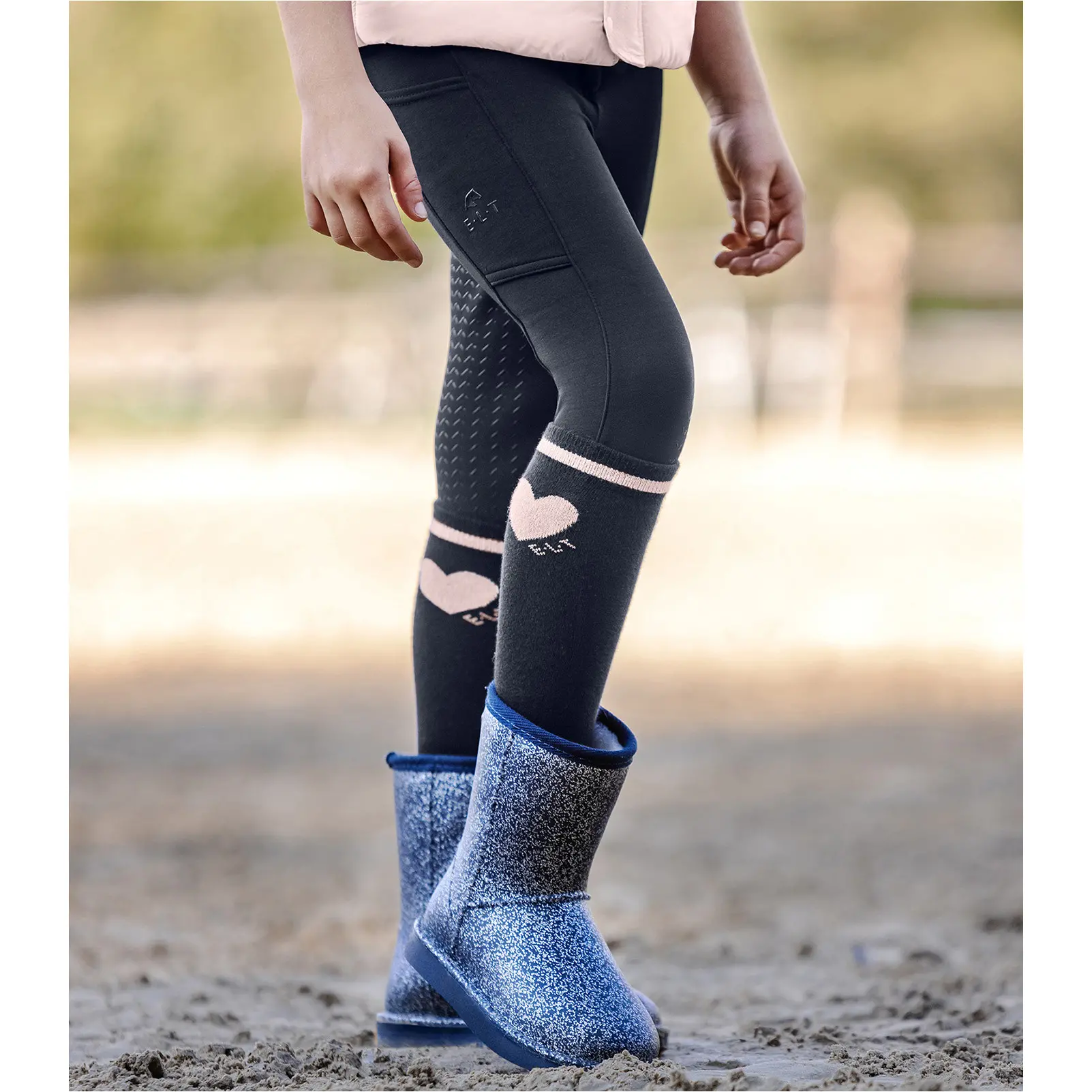 Kinder Reitsocken (3er Set) GLITTER zartrosa/mint/nachtblau