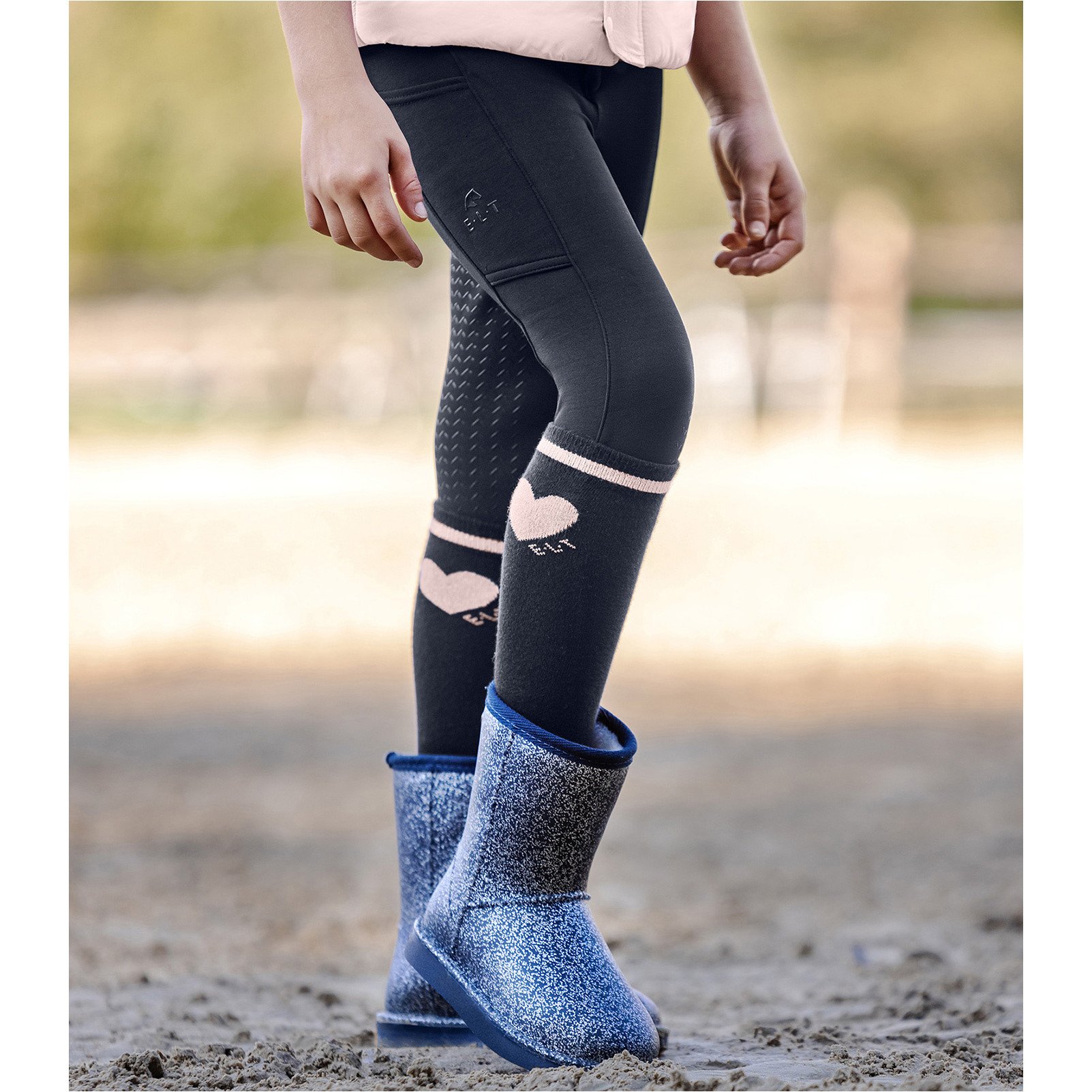 Kinder Reitsocken (3er Set) GLITTER zartrosa/mint/nachtblau