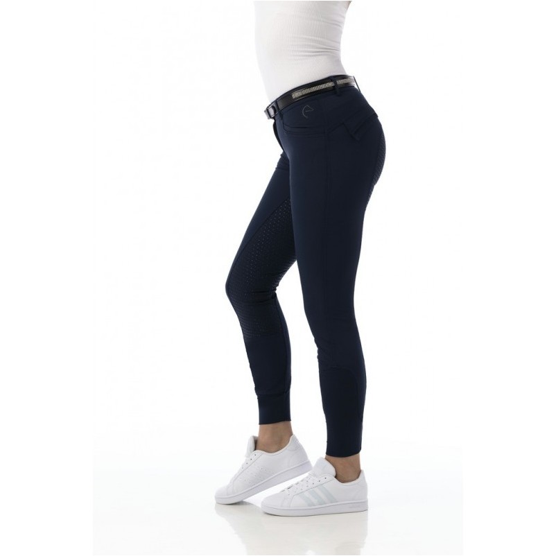 Damen Reithose Silikon Vollbesatz MICRO marineblau