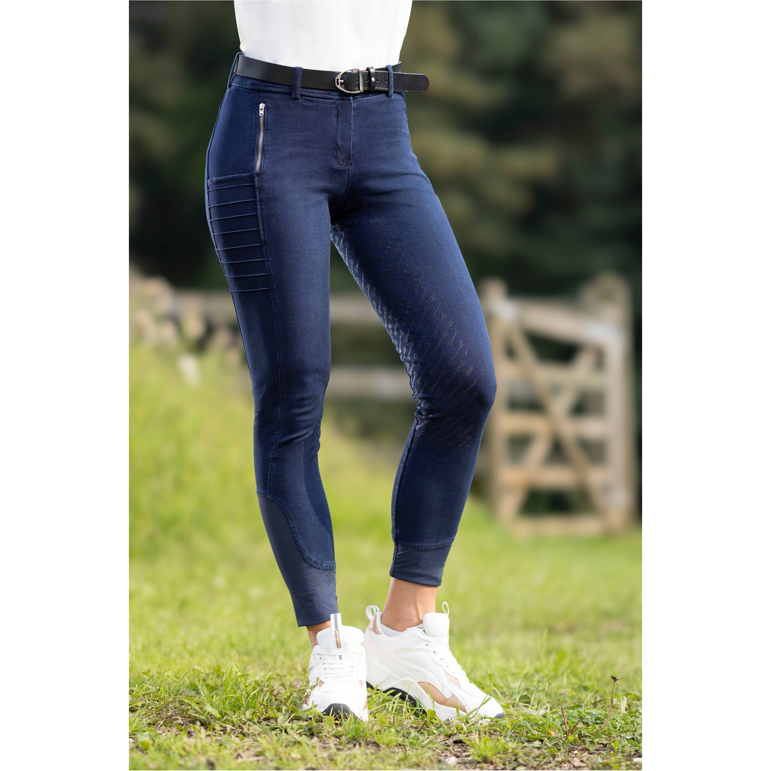 Damen Reithose Silikon Vollbesatz ARUBA DENIM dunkelblau