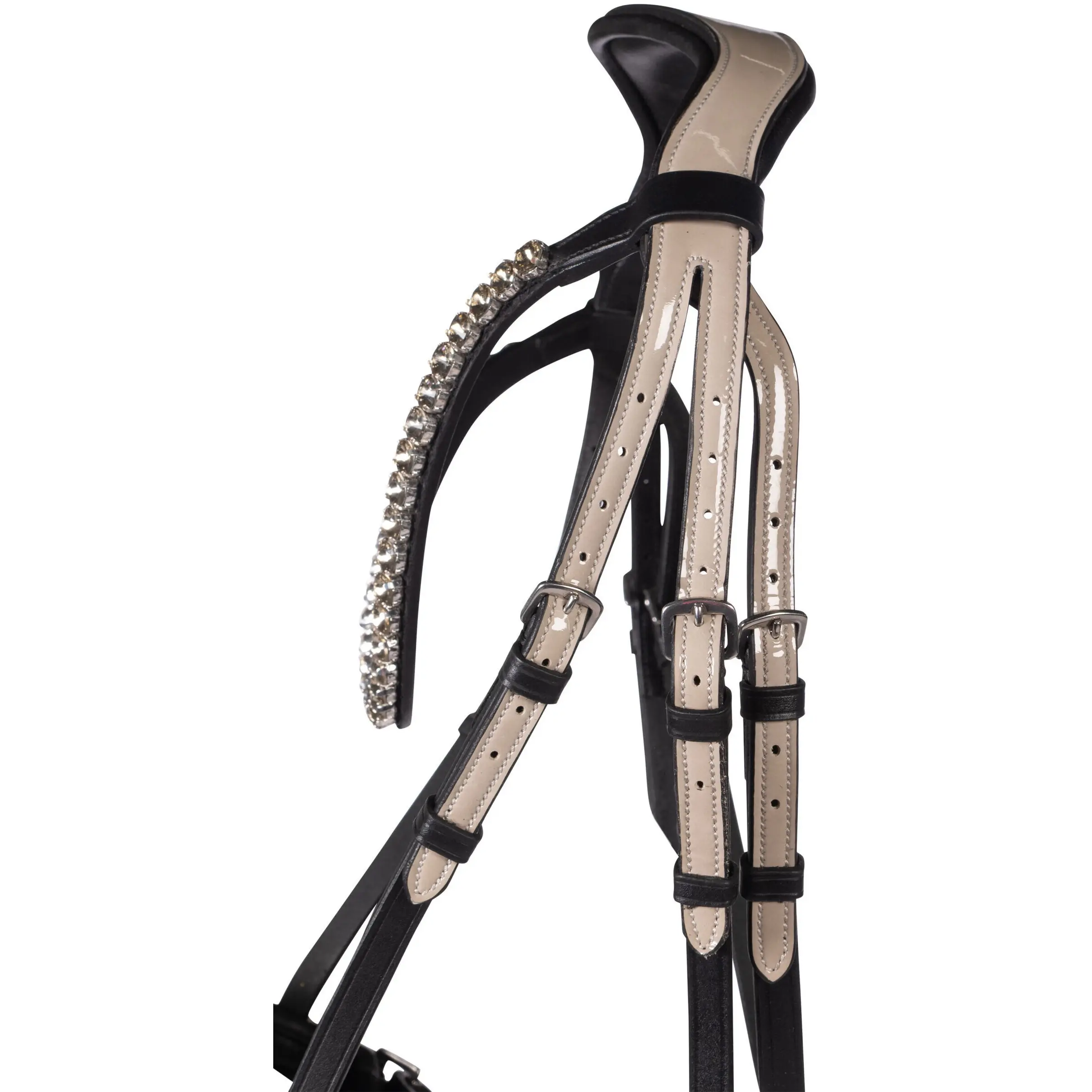 Trensenzaum mit schwedischem Reithalfter LIMONE ELEGANT schwarz/beige