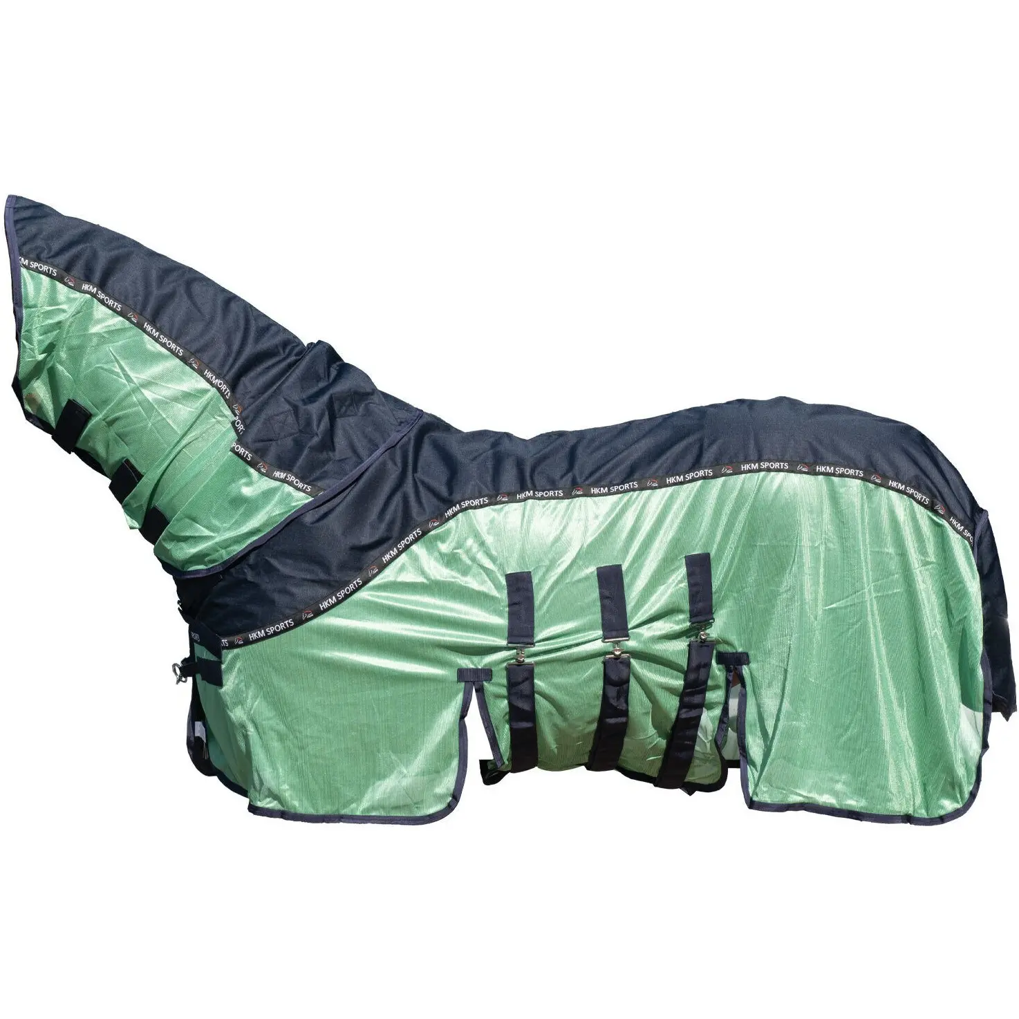Fliegen- und Regendecke mit abnehmbarem Halsteil 600D COMFORT RAIN dunkelblau/grün