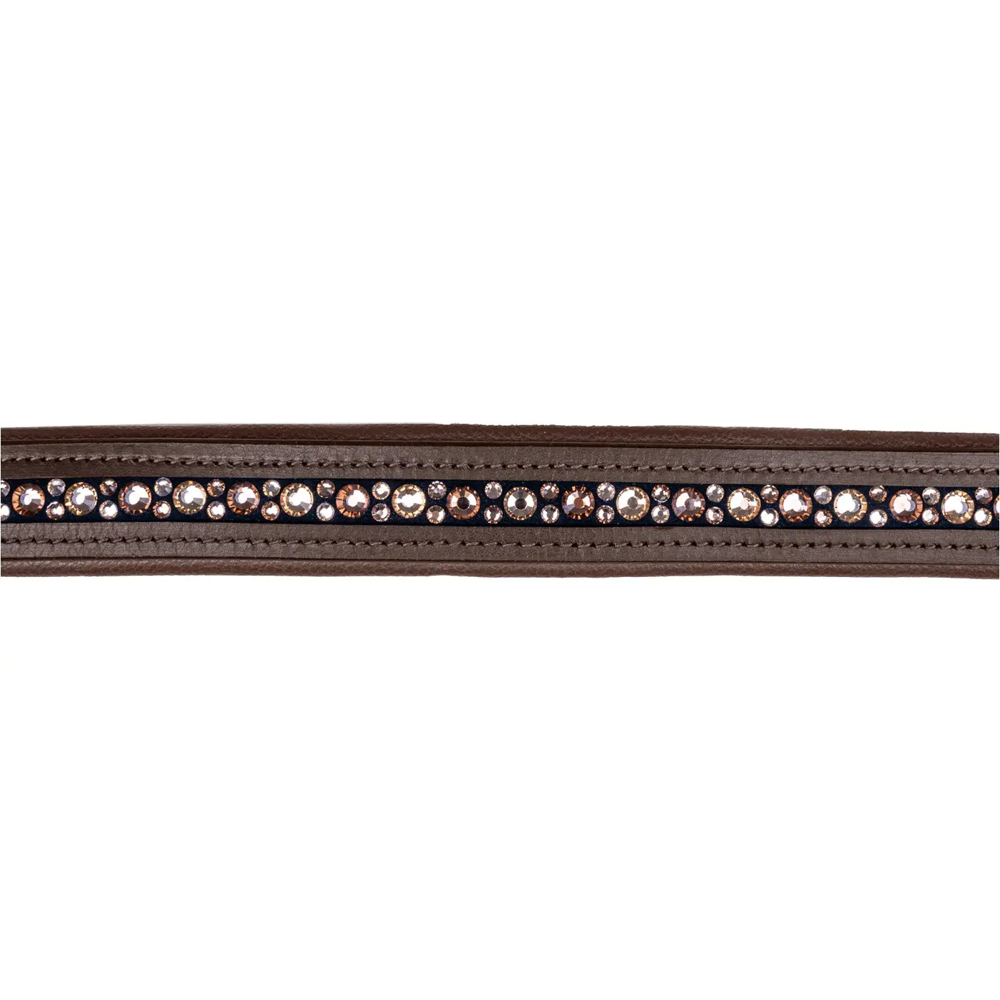 Lederhalfter mit dekorativen Glitzersteinen CRYSTAL braun/gold