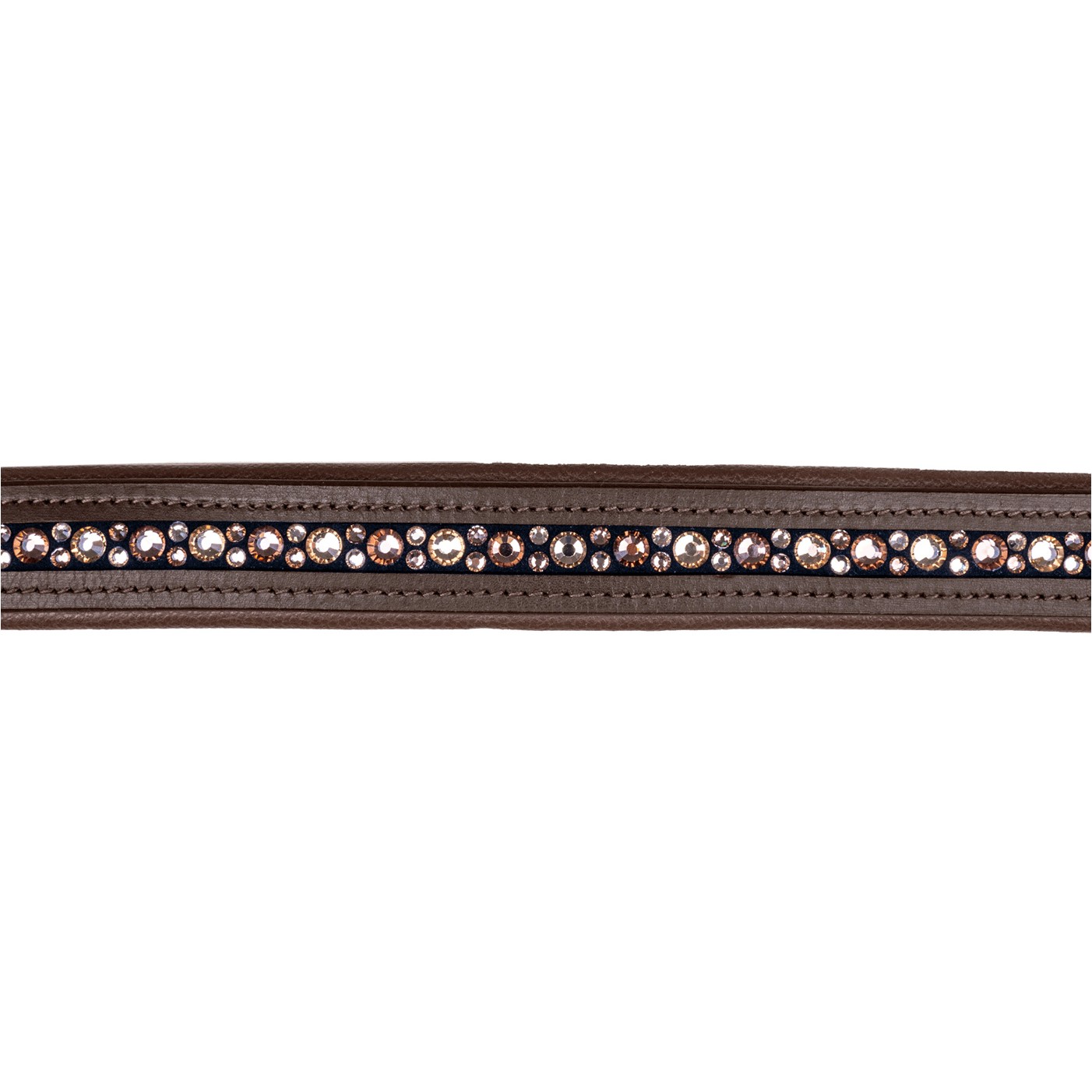 Lederhalfter mit dekorativen Glitzersteinen CRYSTAL braun/gold