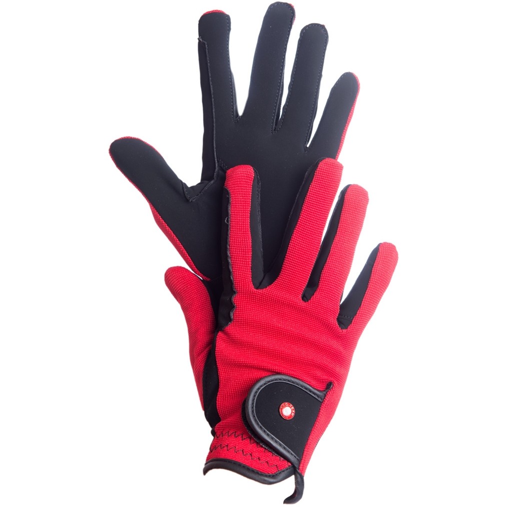 Reithandschuhe PROFESSIONAL Nubuk Lederimitat schwarz/rot Reithandschuhe PROFESSIONAL Nubuk Lederimitat schwarz/rot
