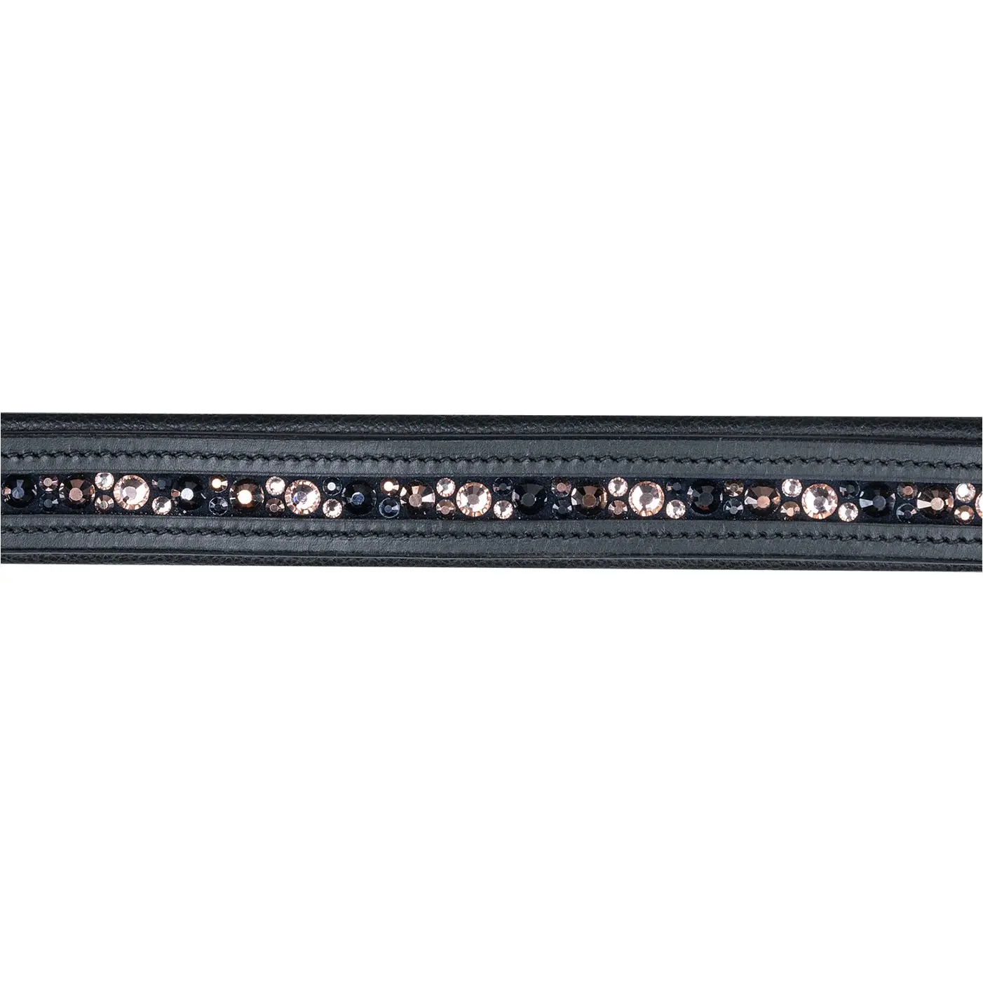 Lederhalfter mit dekorativen Glitzersteinen CRYSTAL schwarz/grau