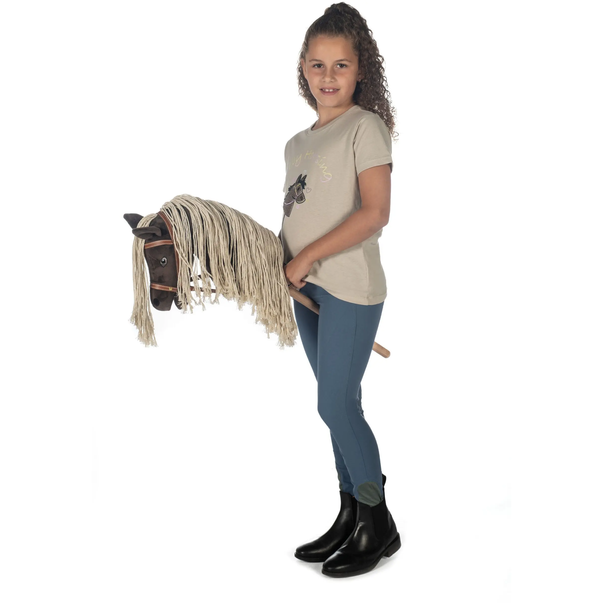 Kinder T-Shirt HOBBY HORSING RAINBOW beige