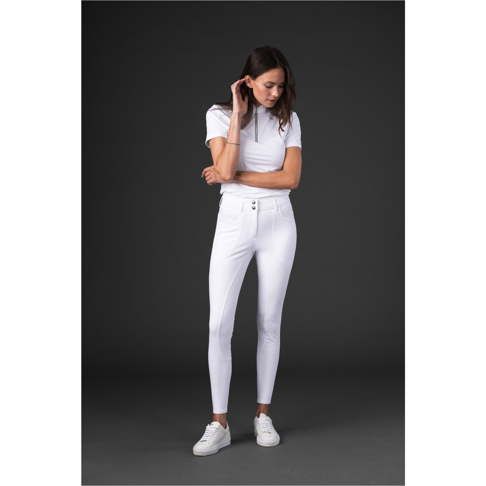Damen Reithose Silikon Vollbesatz RIHANNA weiß