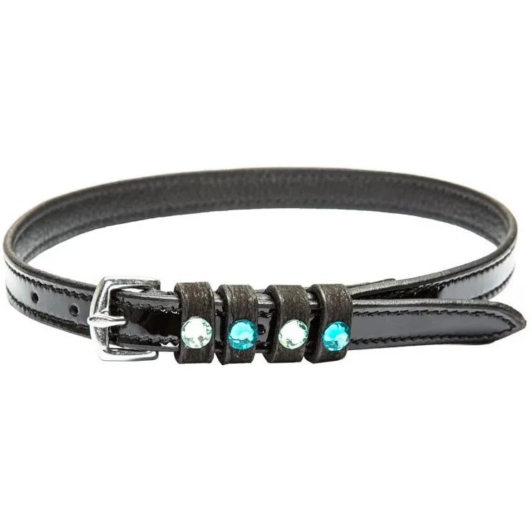 Damen Sporenriemen mit Strass IRHPardouz Leder schwarz lack/zircon