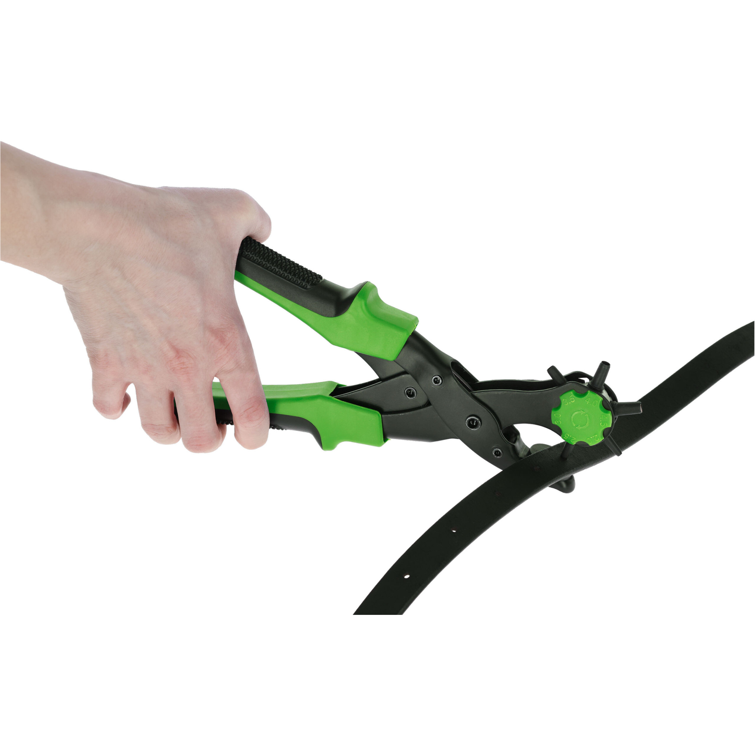 Lochzange mit 6 Stanzgrößen schwarz/grün