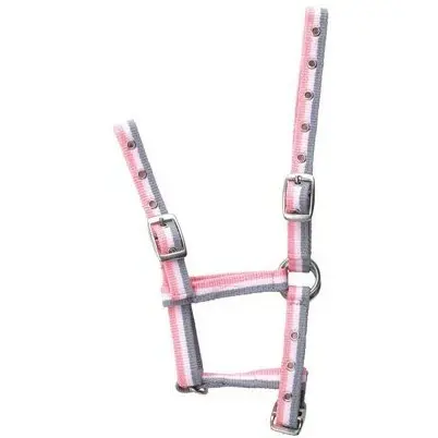 Fohlenhalfter verstellbar grau/weiß/rosa