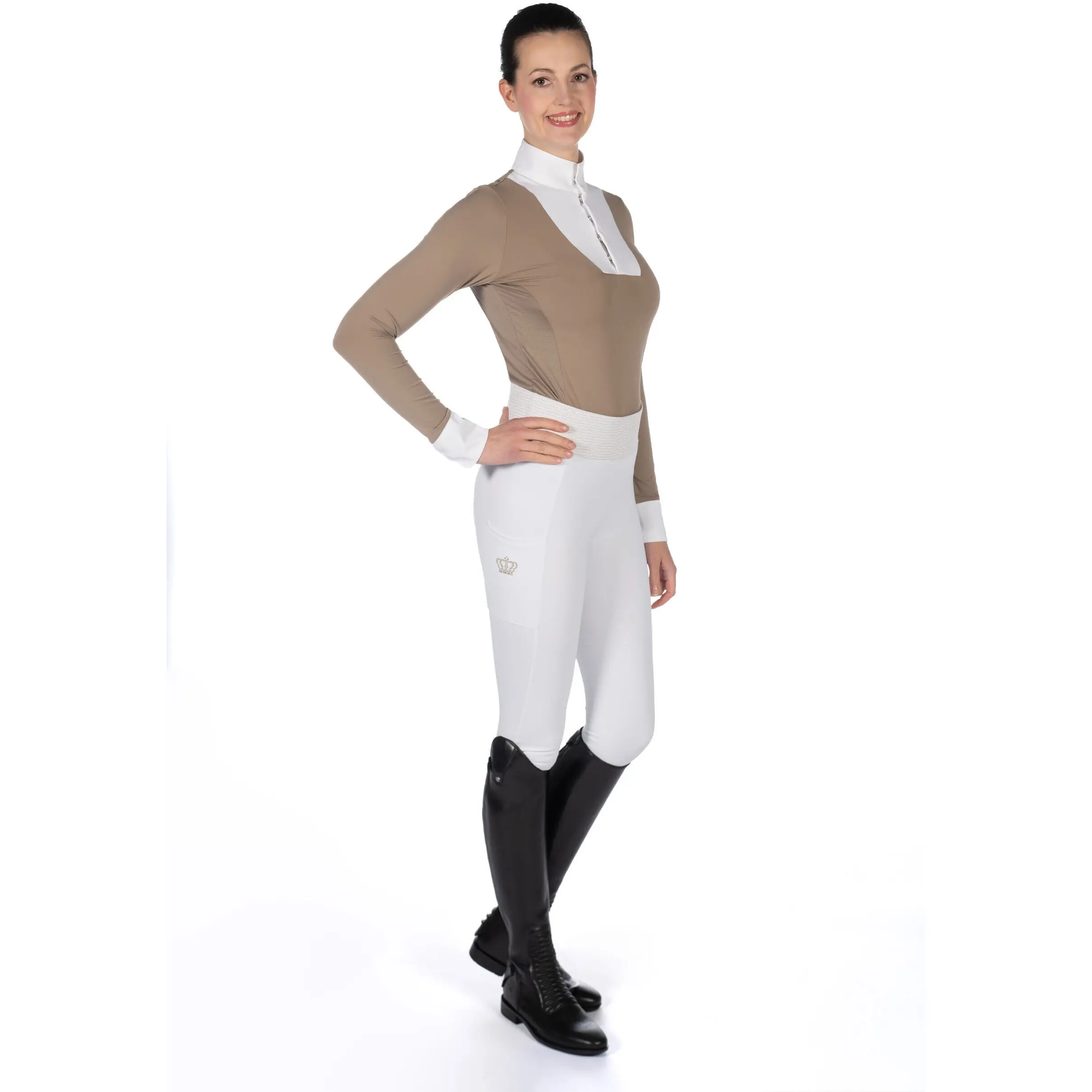 Damen Turniershirt Langarm VIRGINIA taupe
