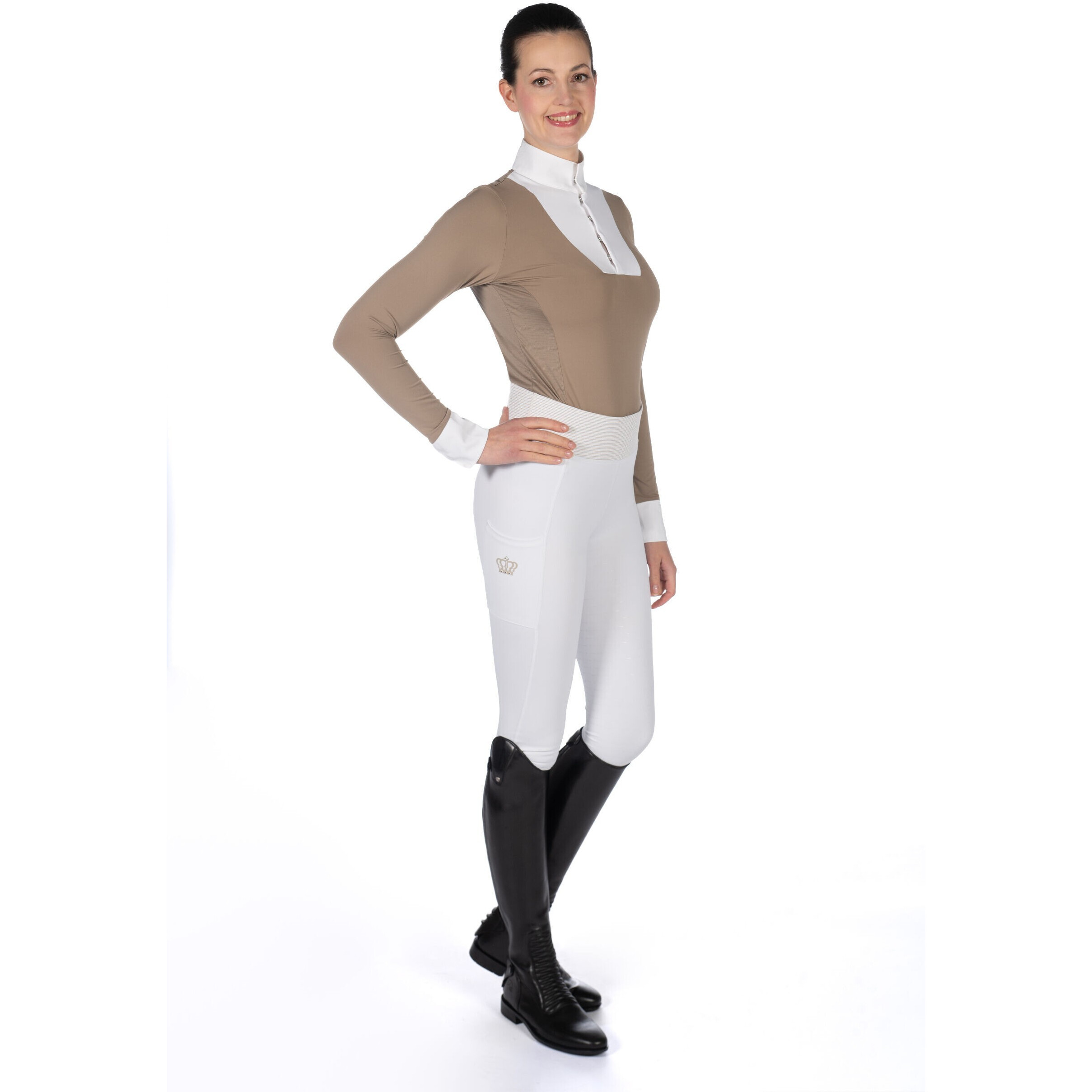 Damen Turniershirt Langarm VIRGINIA taupe