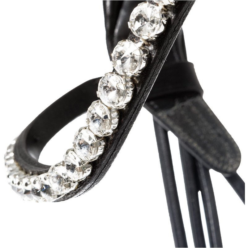 Kandarenzaum mit schwedischen Reithalfter FLEUR schwarz lack/schwarz