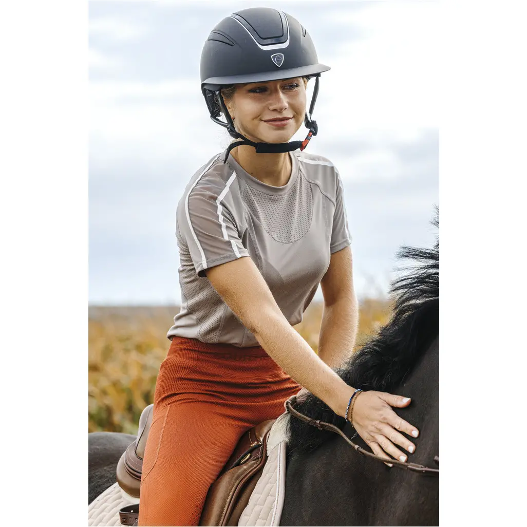 Damen T-Shirt MARION mit Mesheinsätzen taupe Damen T-Shirt MARION mit Mesheinsätzen taupe