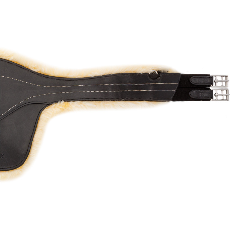 Sattelgurt Lammfell mit Bauchlatz und Elast EXCELLENCE schwarz