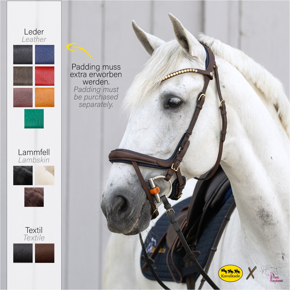 Trensenzaum englisch kombiniert CALIANO VIA Leder geölt braun/messing