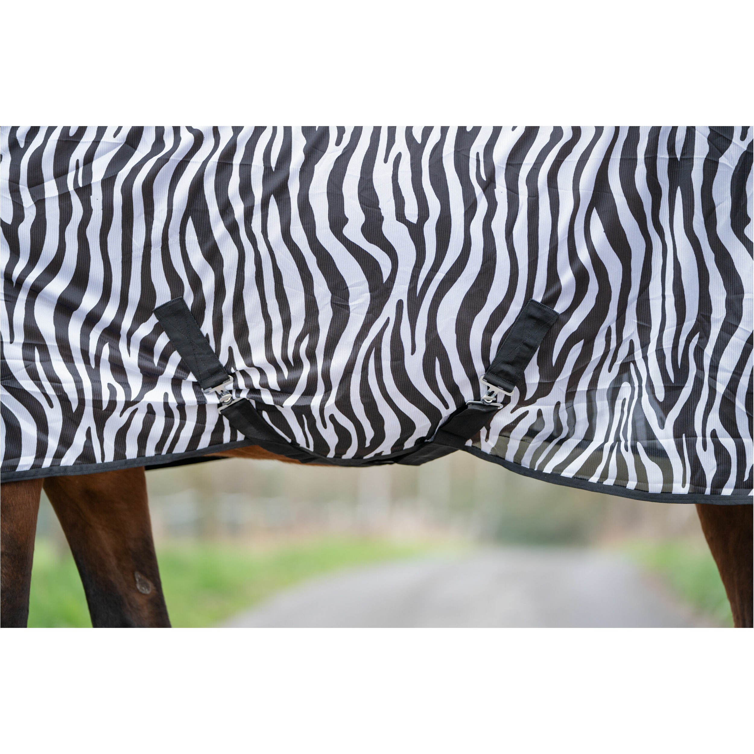 Fliegendecke mit Kreuzgurt ZEBRA schwarz/weiß