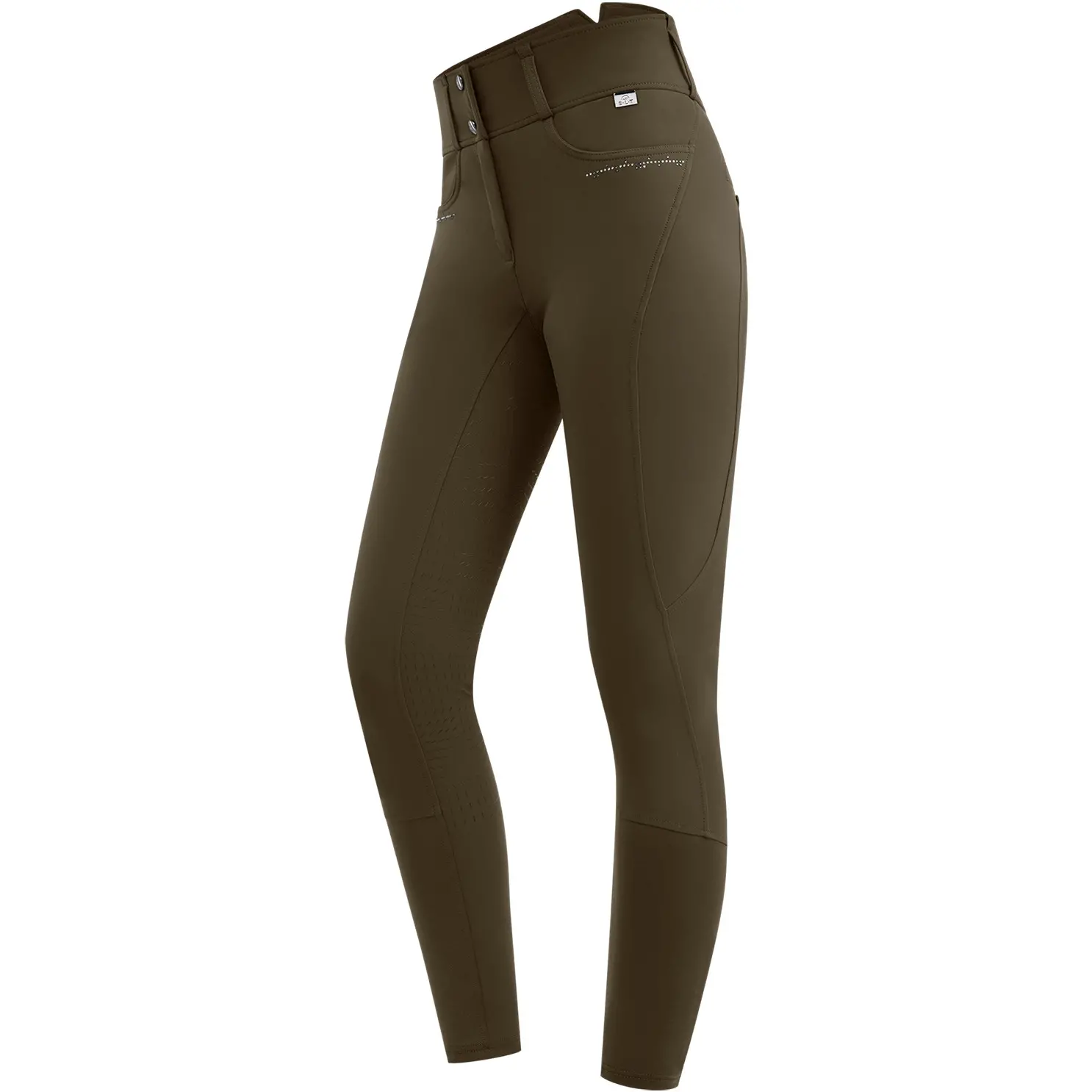 Damen Reithose Silikon Vollbesatz MATHILDA GLAM High Waist grünbraun