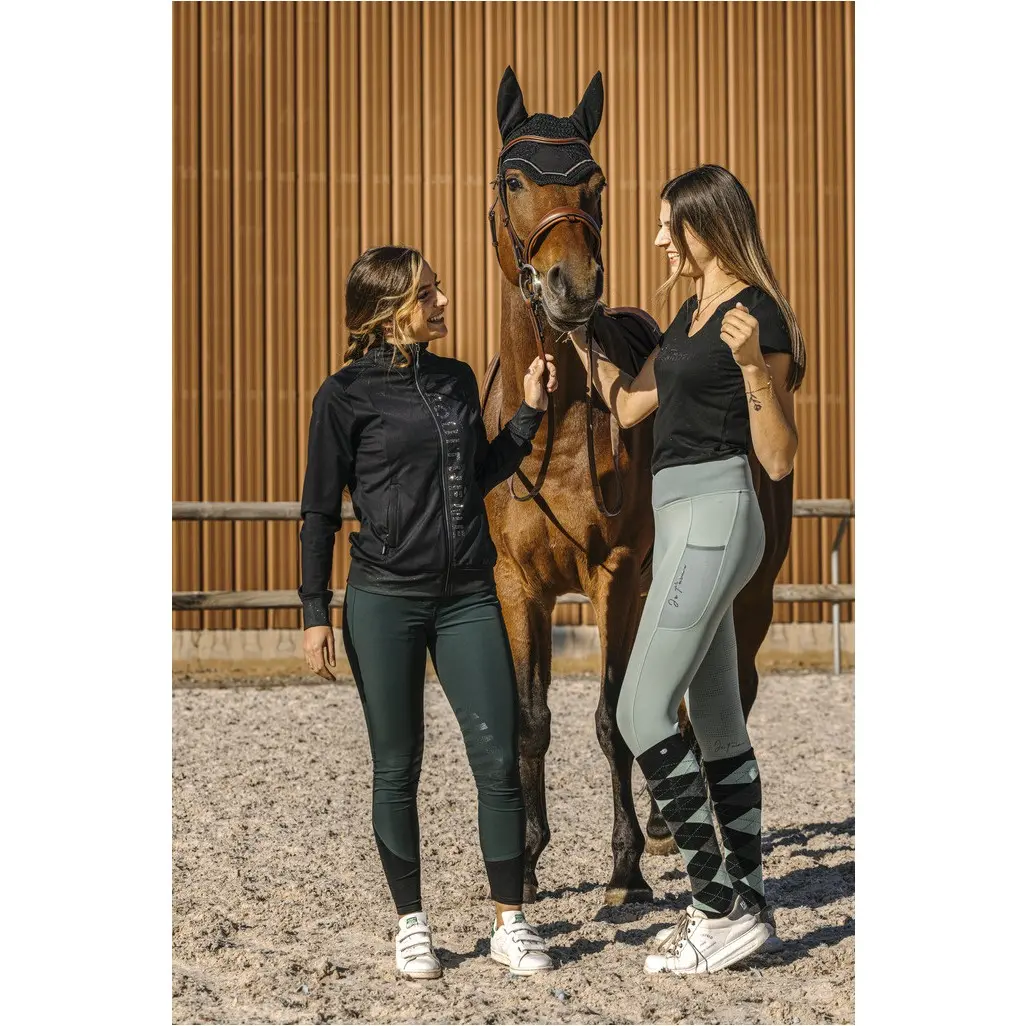 Damen Reitleggings Silikon Vollbesatz FLORA Kreuzbund salbeigrün