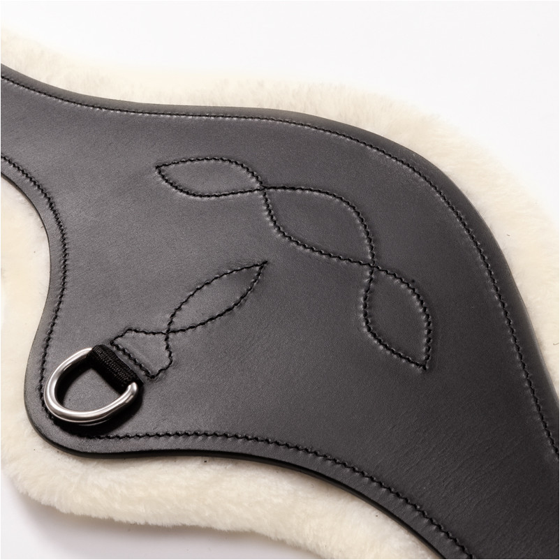 Ledersattelgurt geölt mit Kunstfell und Elast CASPER schwarz/beige