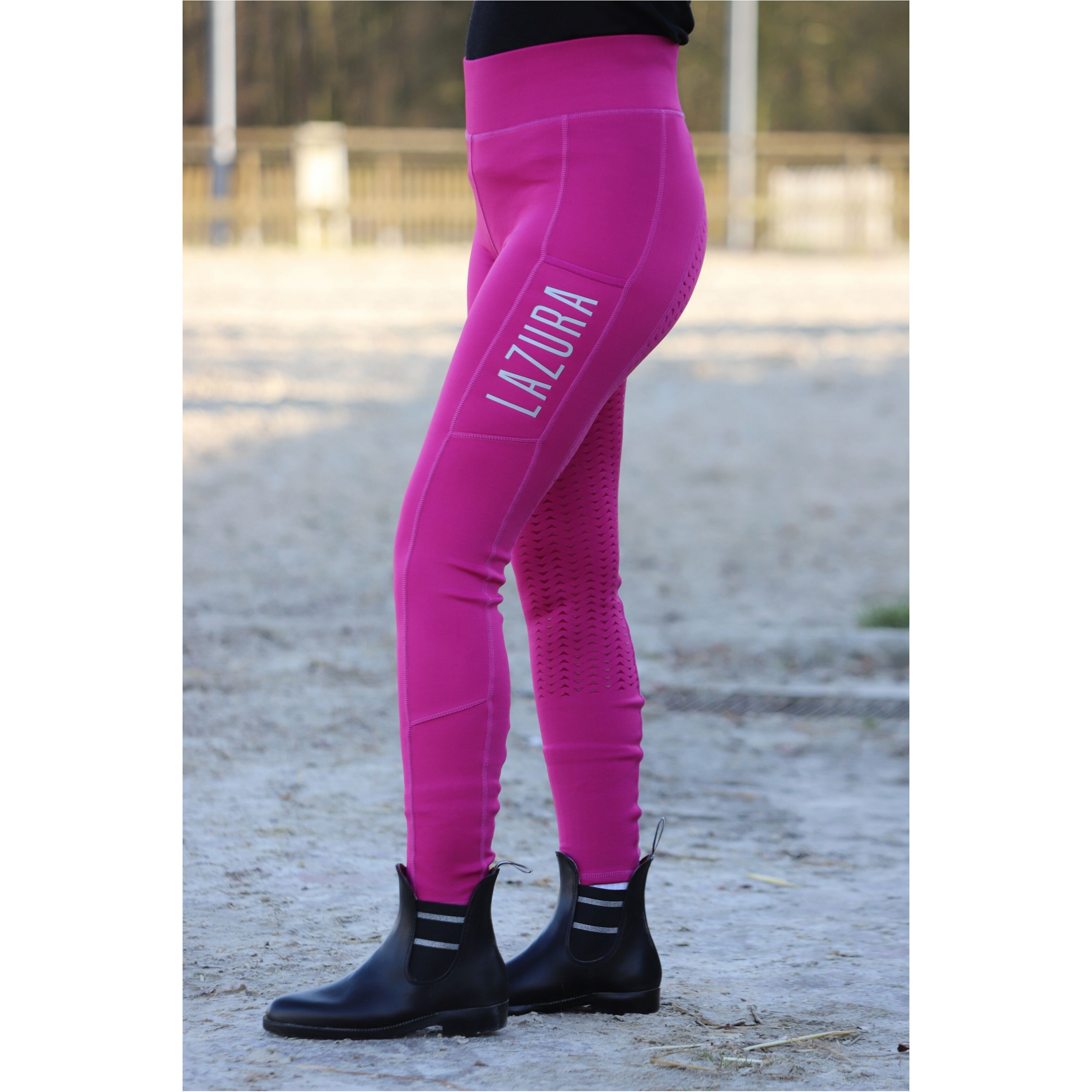 Damen Reitleggings Silikon Vollbesatz EMILIA fuchsia