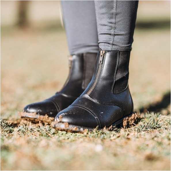 Reitstiefeletten CLASSIC Frontzip Echtleder schwarz