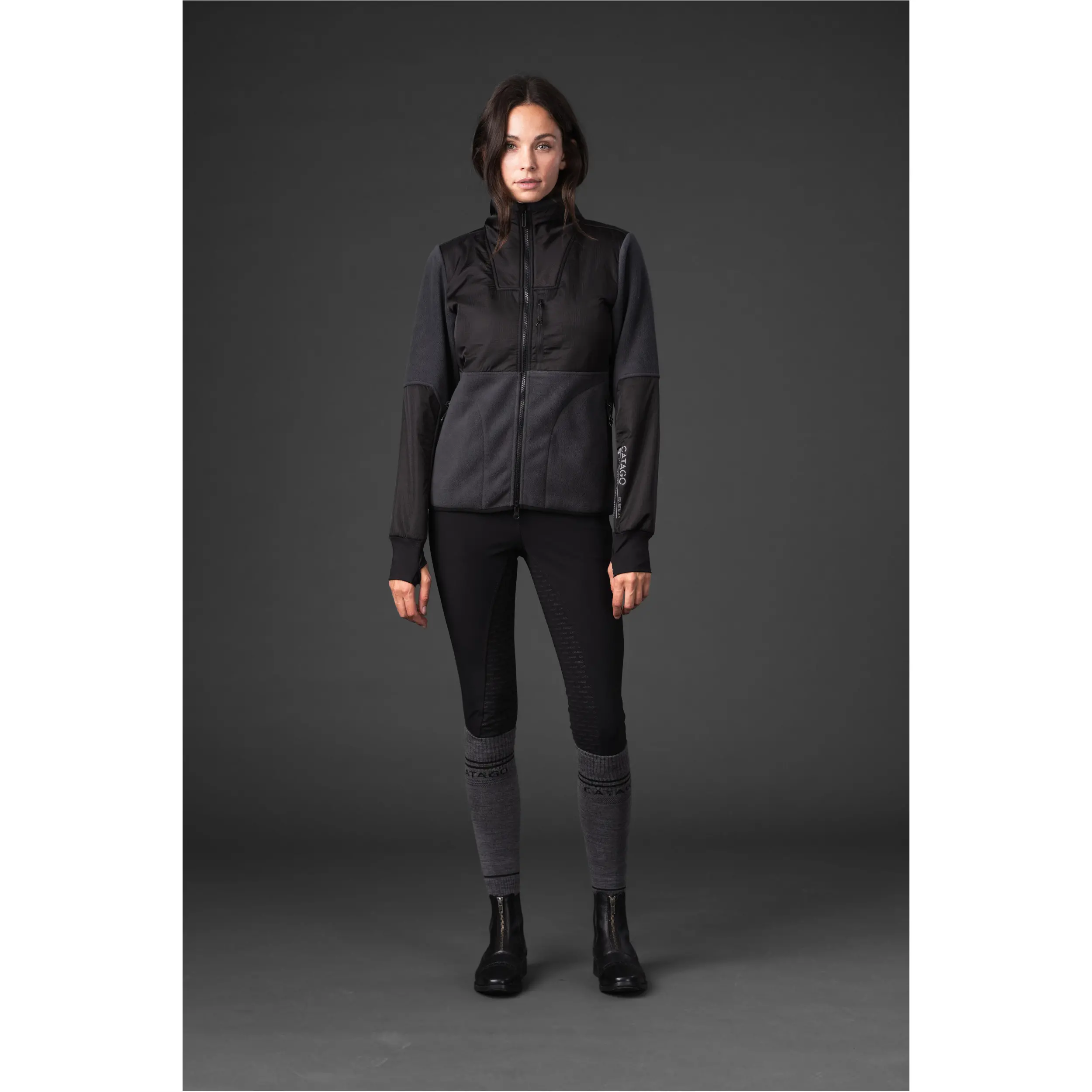 Damen Fleecereitjacke NORMA ZIP asphalt
