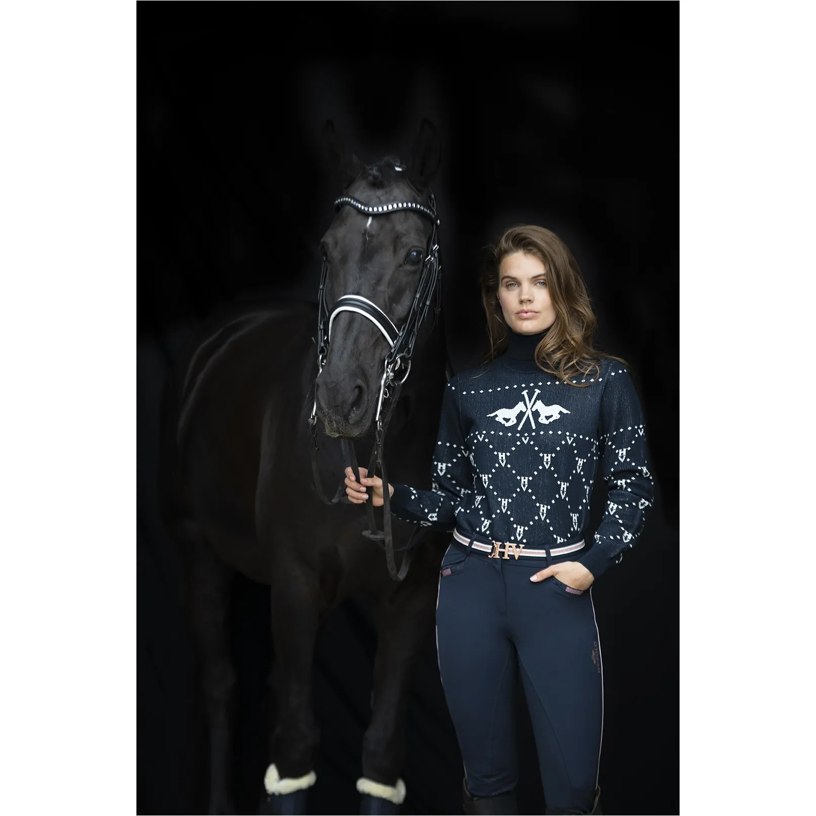Damen Pullover Jacquard HVPCecile navy