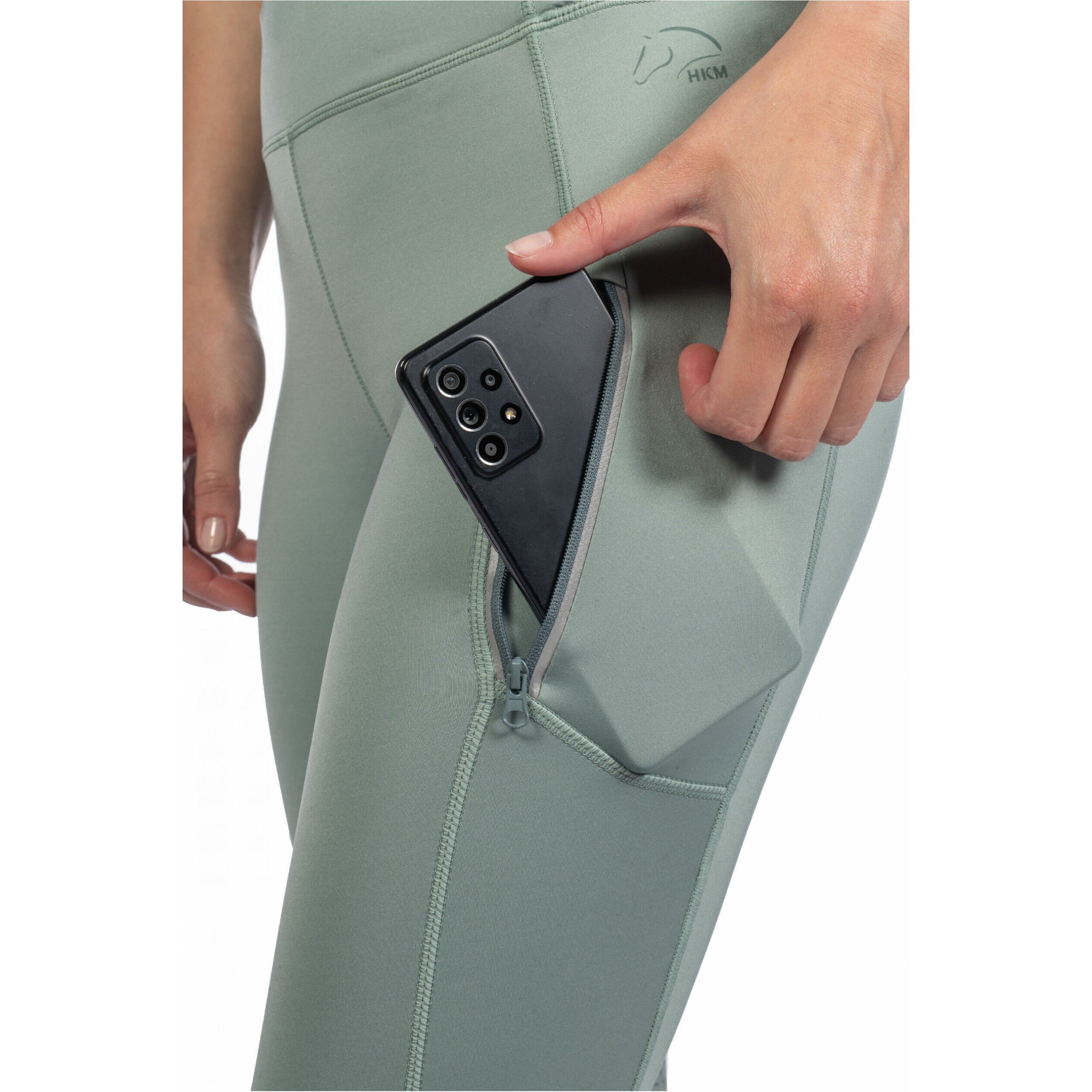 Damen Reitleggings Silikon Vollbesatz HARBOUR ISLAND salbei
