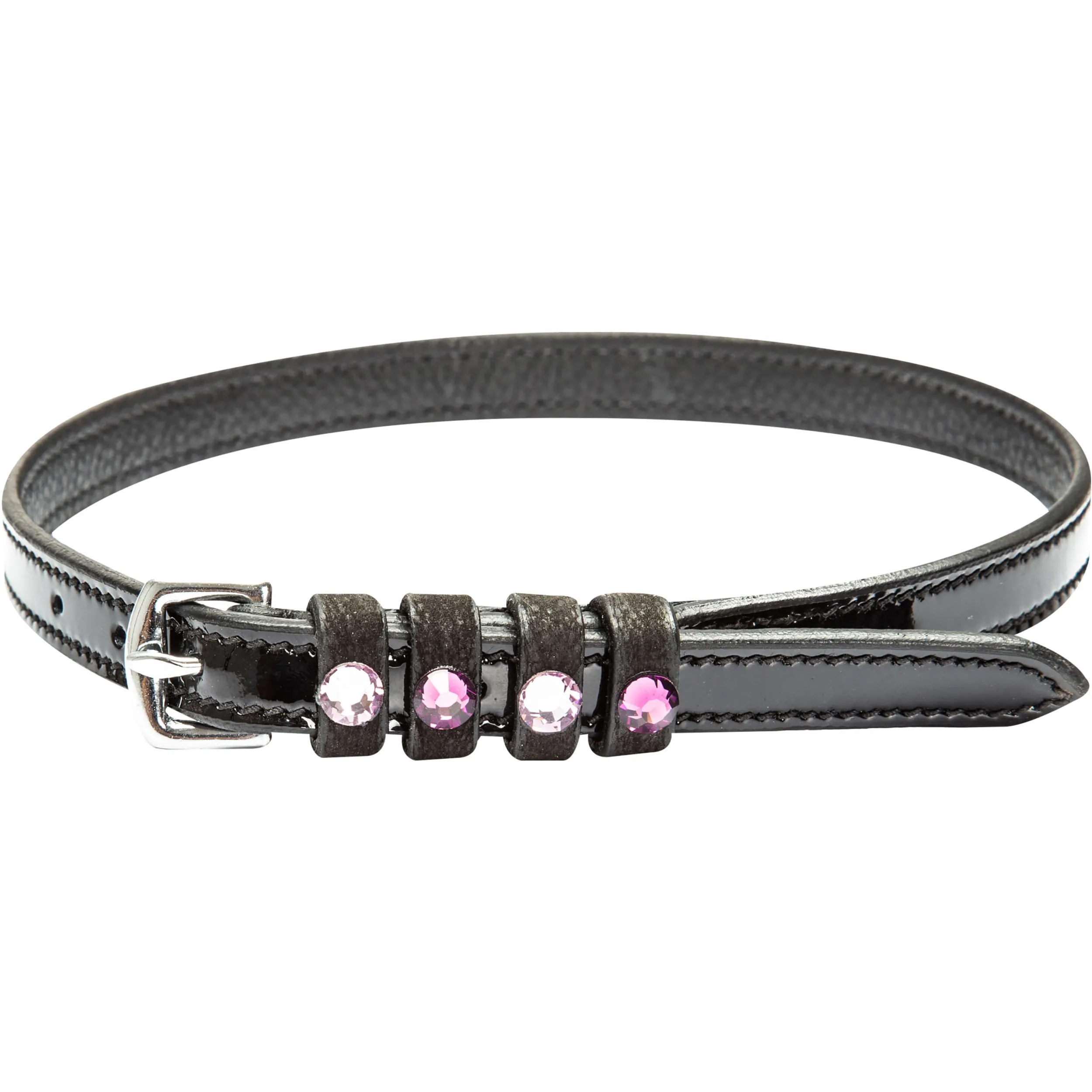 Damen Sporenriemen mit Strass IRHPardouz Leder schwarz lack/amethyst
