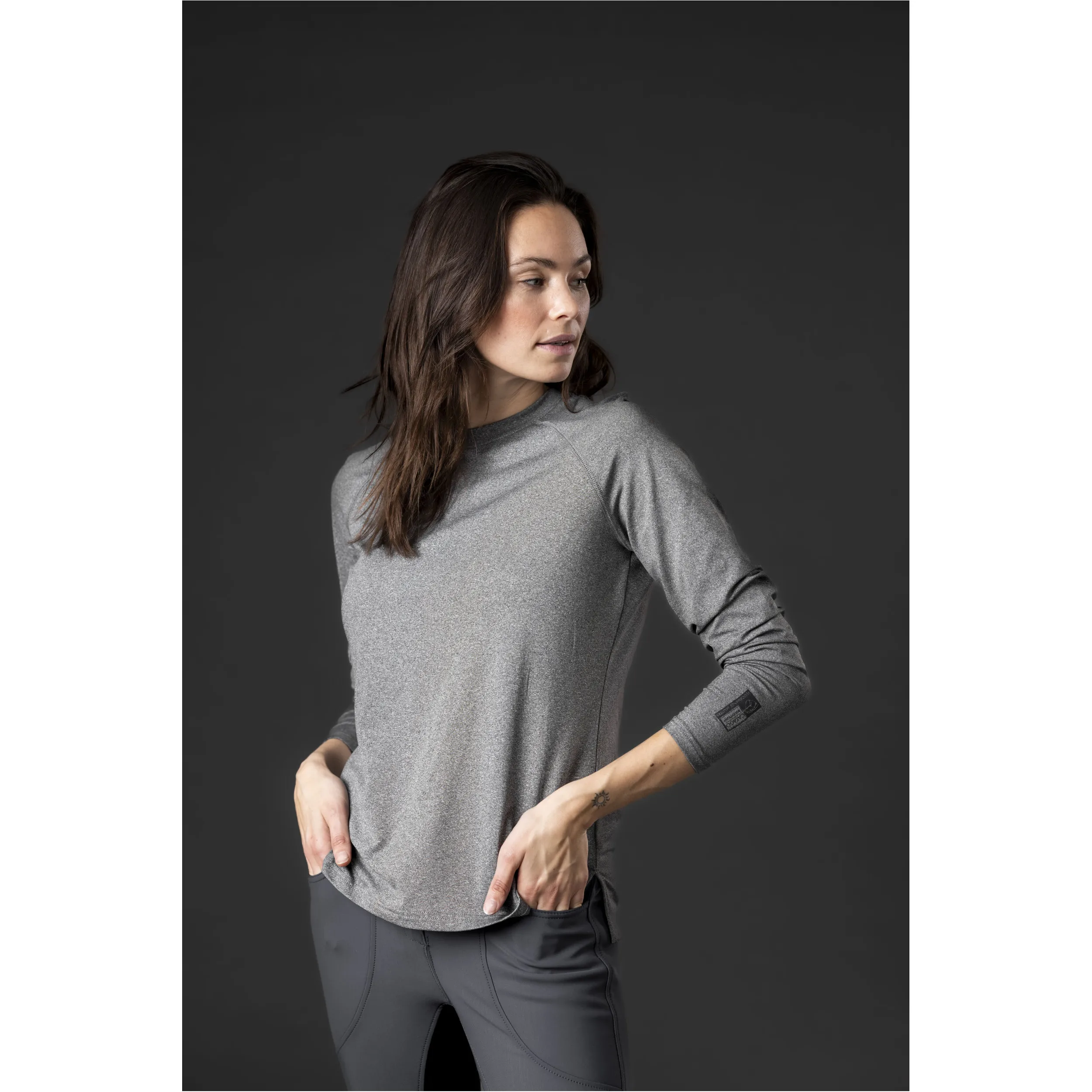Damen Funktionsshirt Langarm AUDREY grau melange