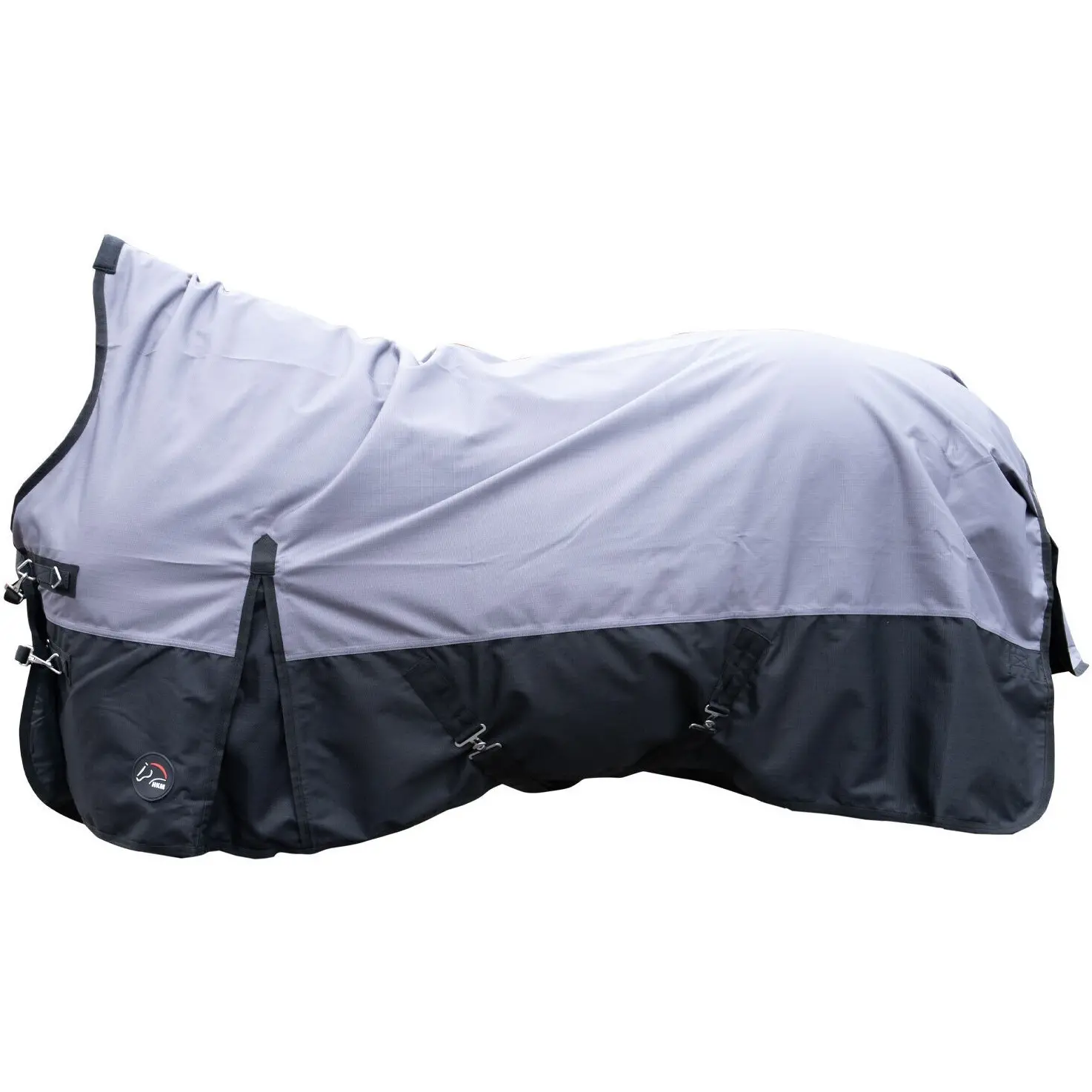 Weidedecke High Neck 1200D mit glattem Futter GLASGOW grau/schwarz