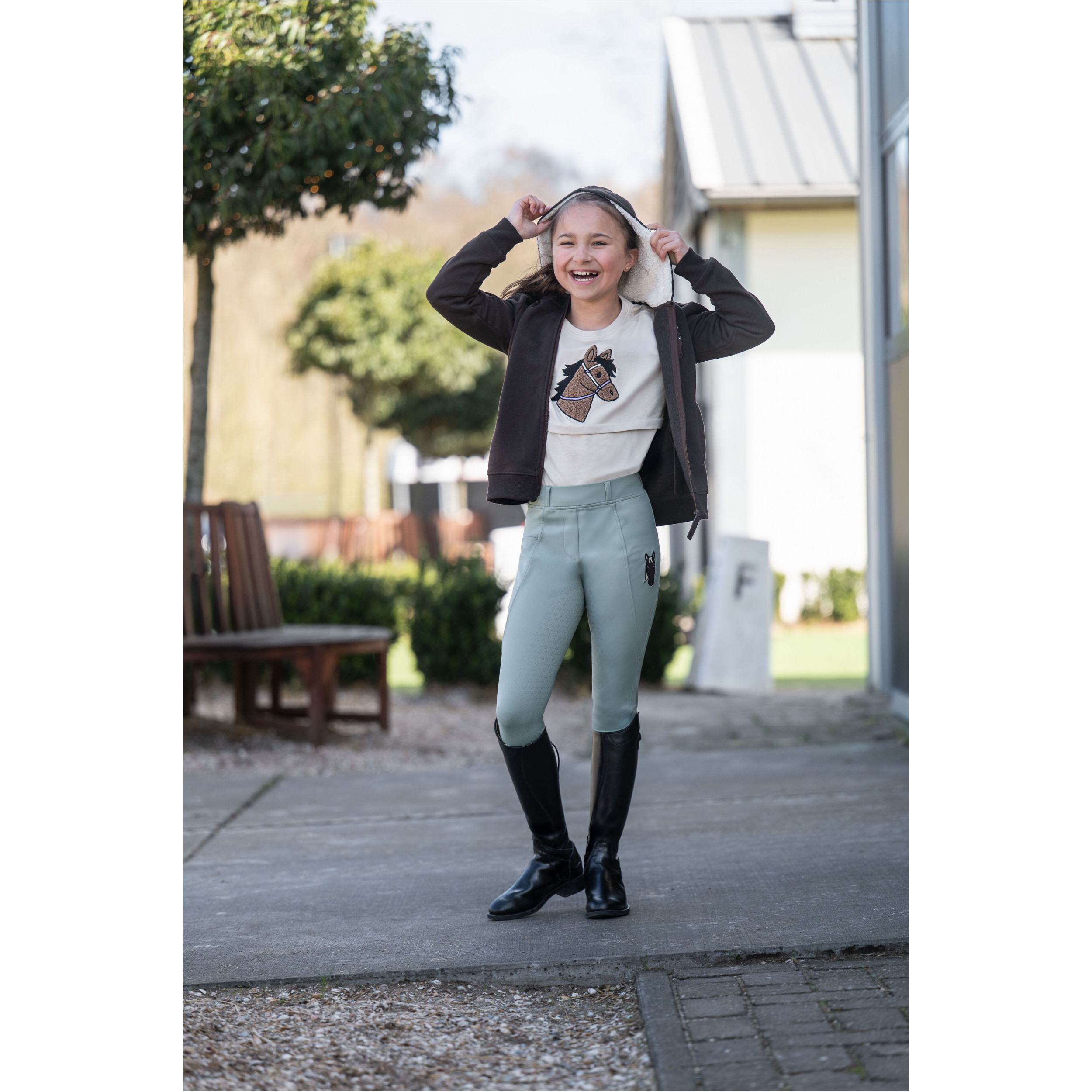 Winter Kinder Reitleggings Silikon Vollbesatz MIA salbei