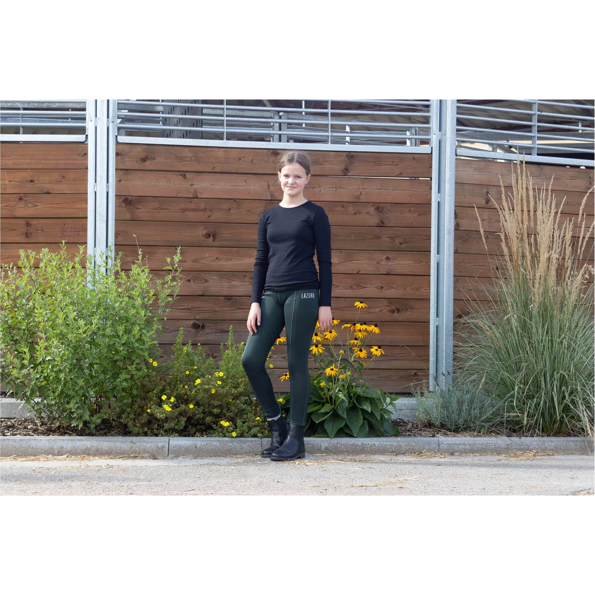 Winter Kinder Reitleggings Silikon Vollbesatz LISA grün