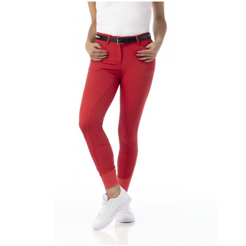 Damen Reithose Silikon Vollbesatz MICRO rot