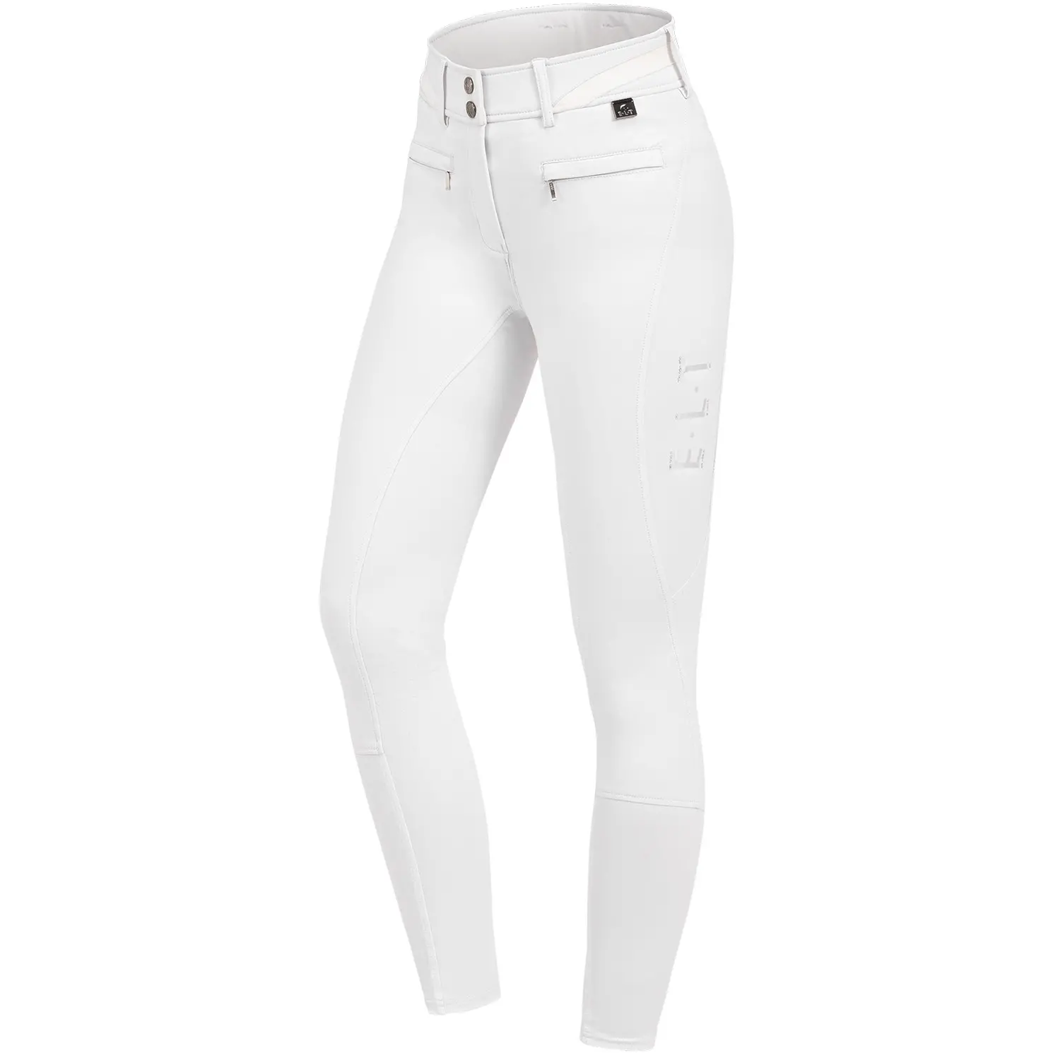 Damen Reithose Silikon Vollbesatz MAJA GLAM CURVED High Waist weiß