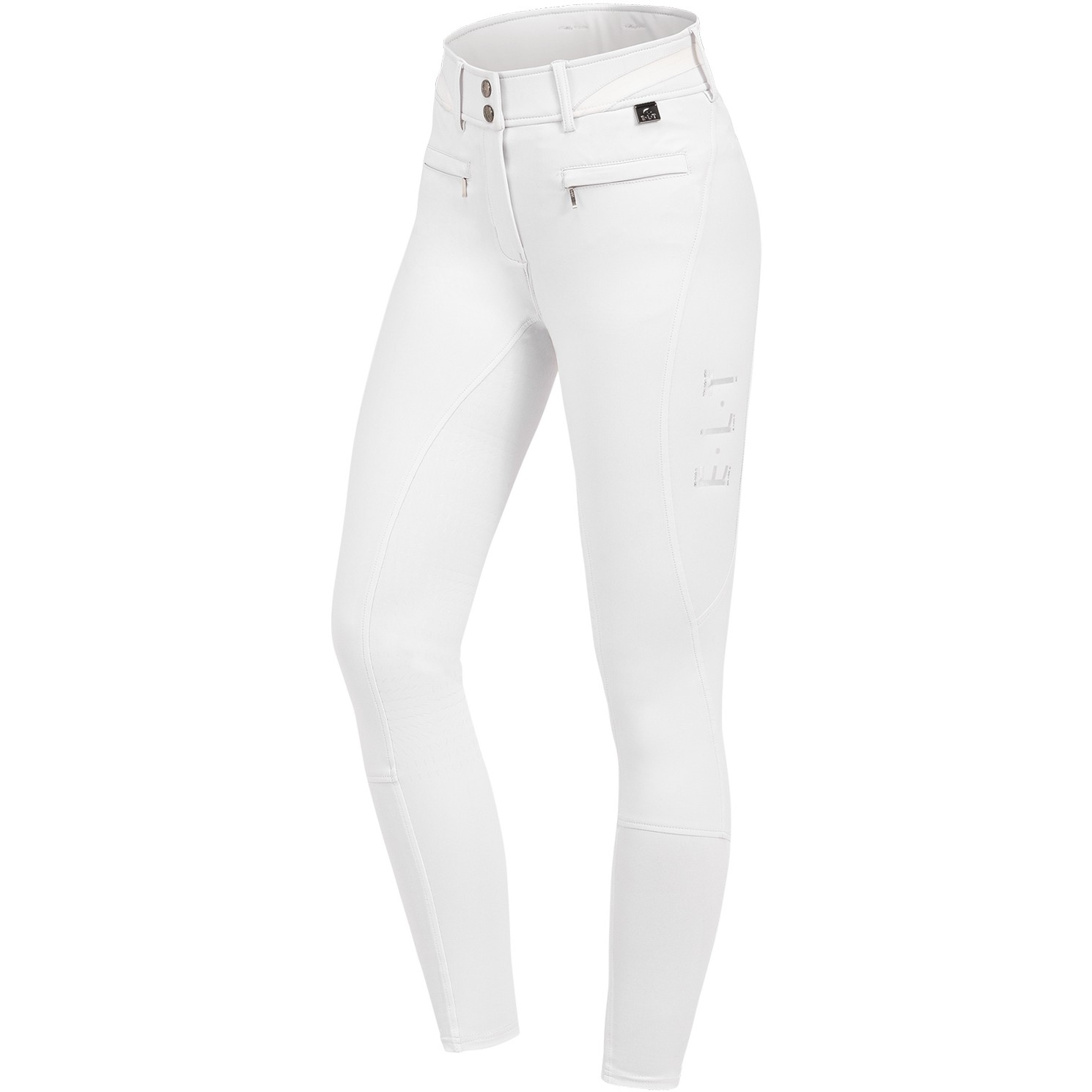 Damen Reithose Silikon Vollbesatz MAJA GLAM CURVED High Waist weiß
