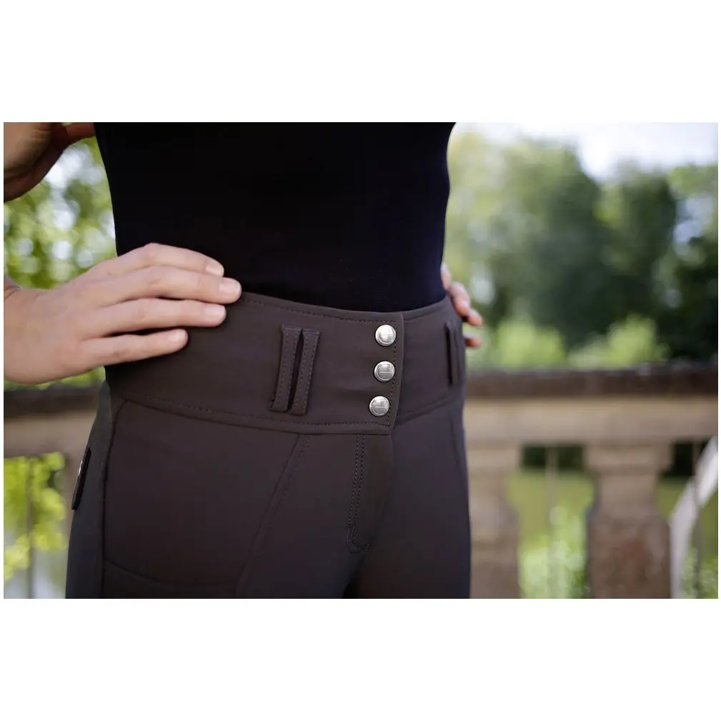 Damen Reithose Silikon Vollbesatz HIGHWAIST Hochbund dunkelgrau