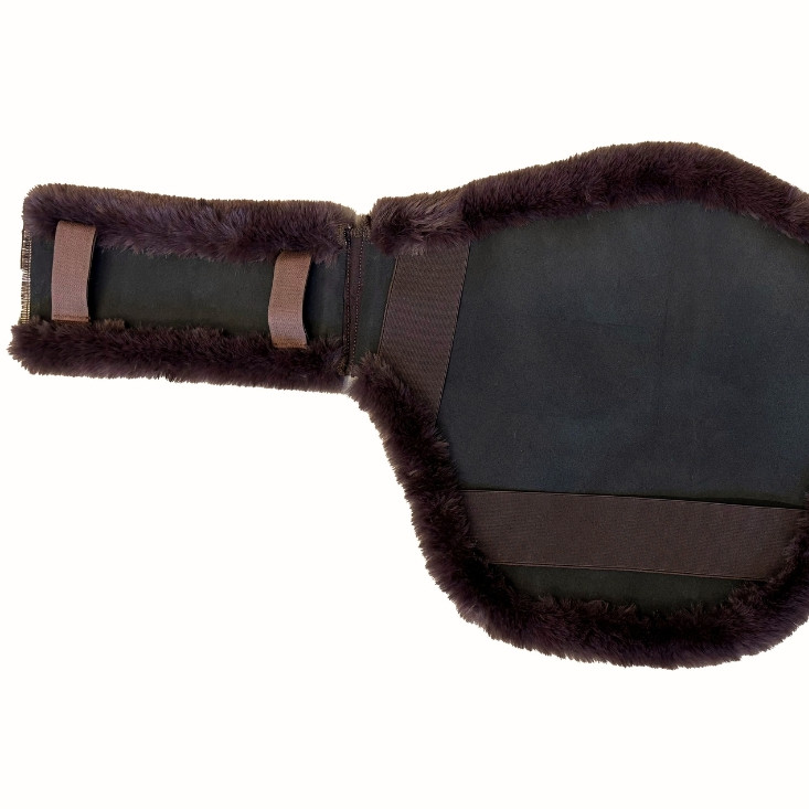 Sattelgurtschoner Kunstfell mit Bauchlatz GUSTAV Vegan braun