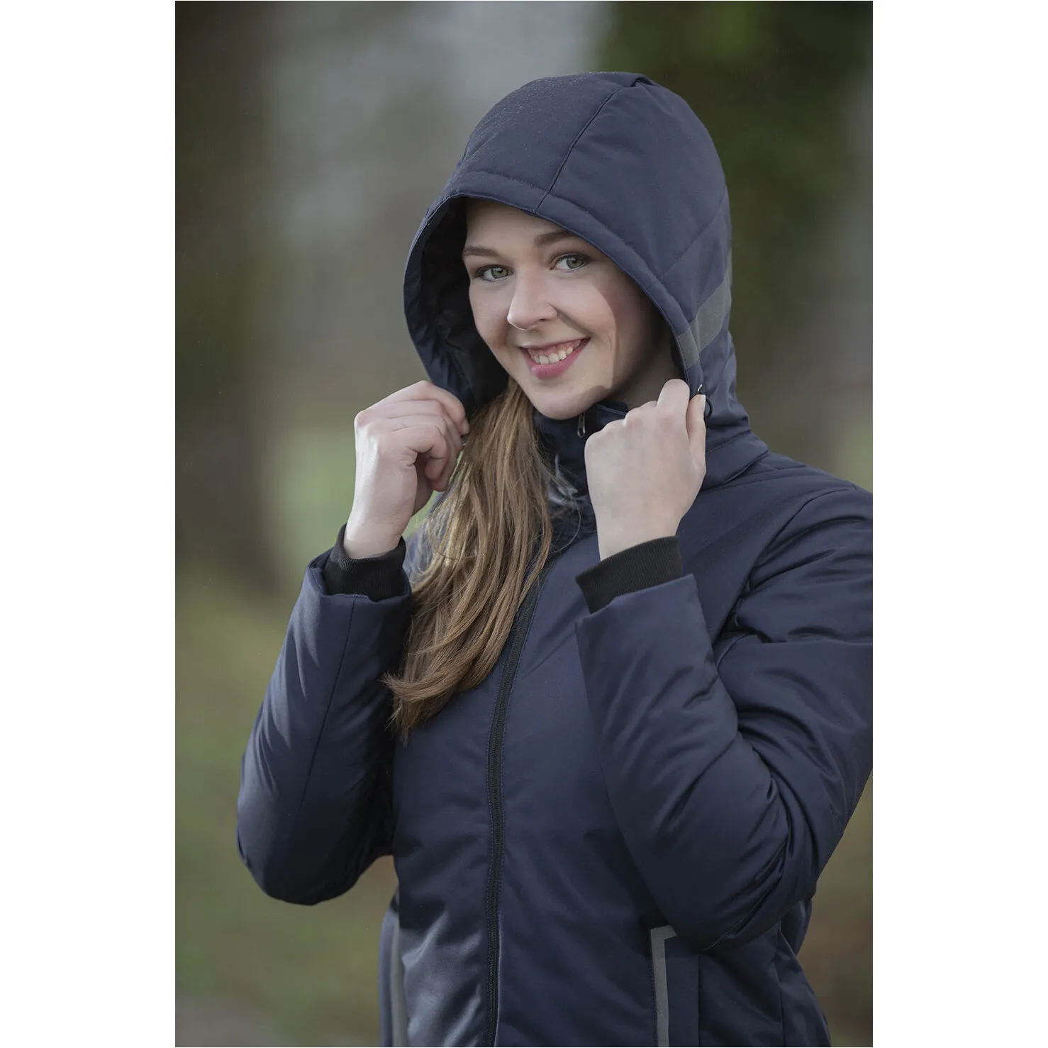 Winter Damen Heizmantel ELEGANT STYLE dunkelblau