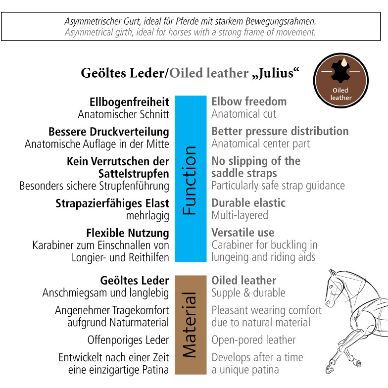 Lederkurzgurt geölt mit Elast JULIUS schwarz