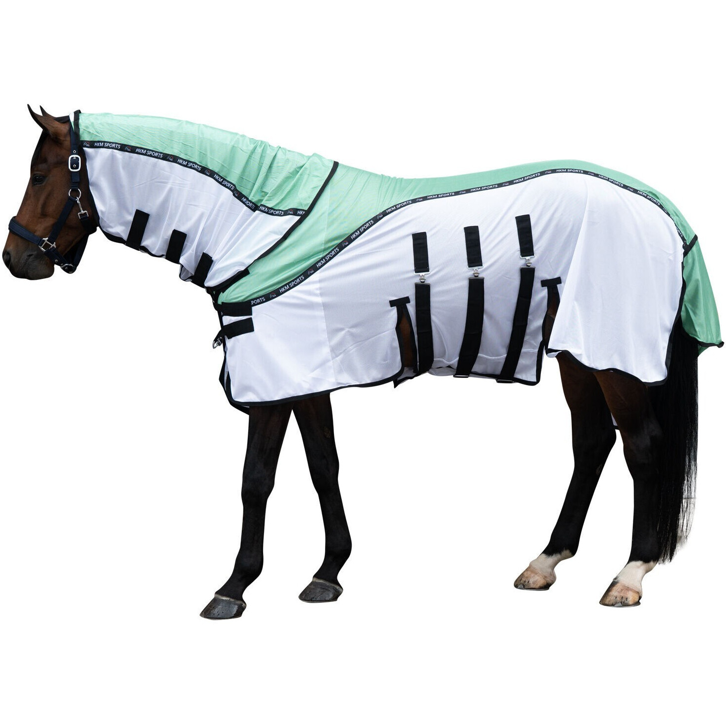 Fliegendecke mit abnehmbarem Halsteil und Bauchlatz LIGHT grün/weiß