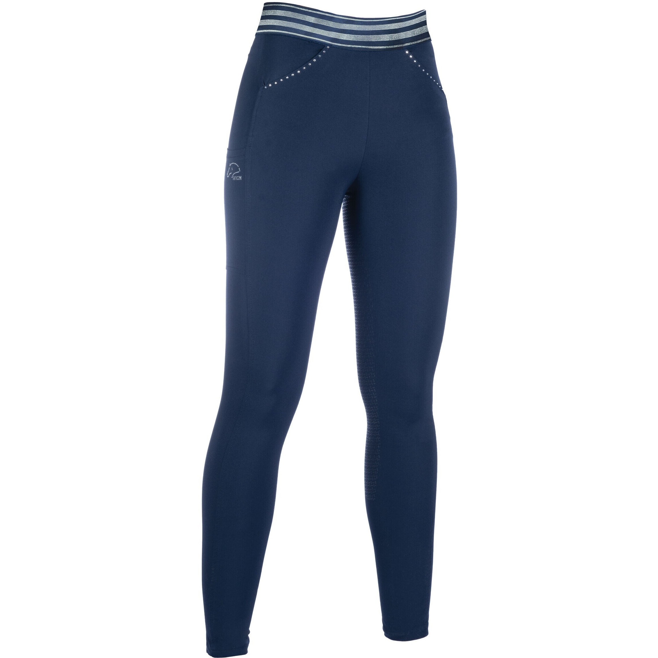 Damen Reitleggings Silikon Vollbesatz PULL ON dunkelblau