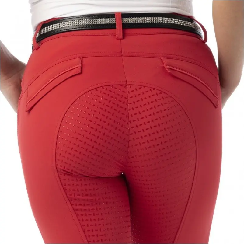 Damen Reithose Silikon Vollbesatz MICRO rot