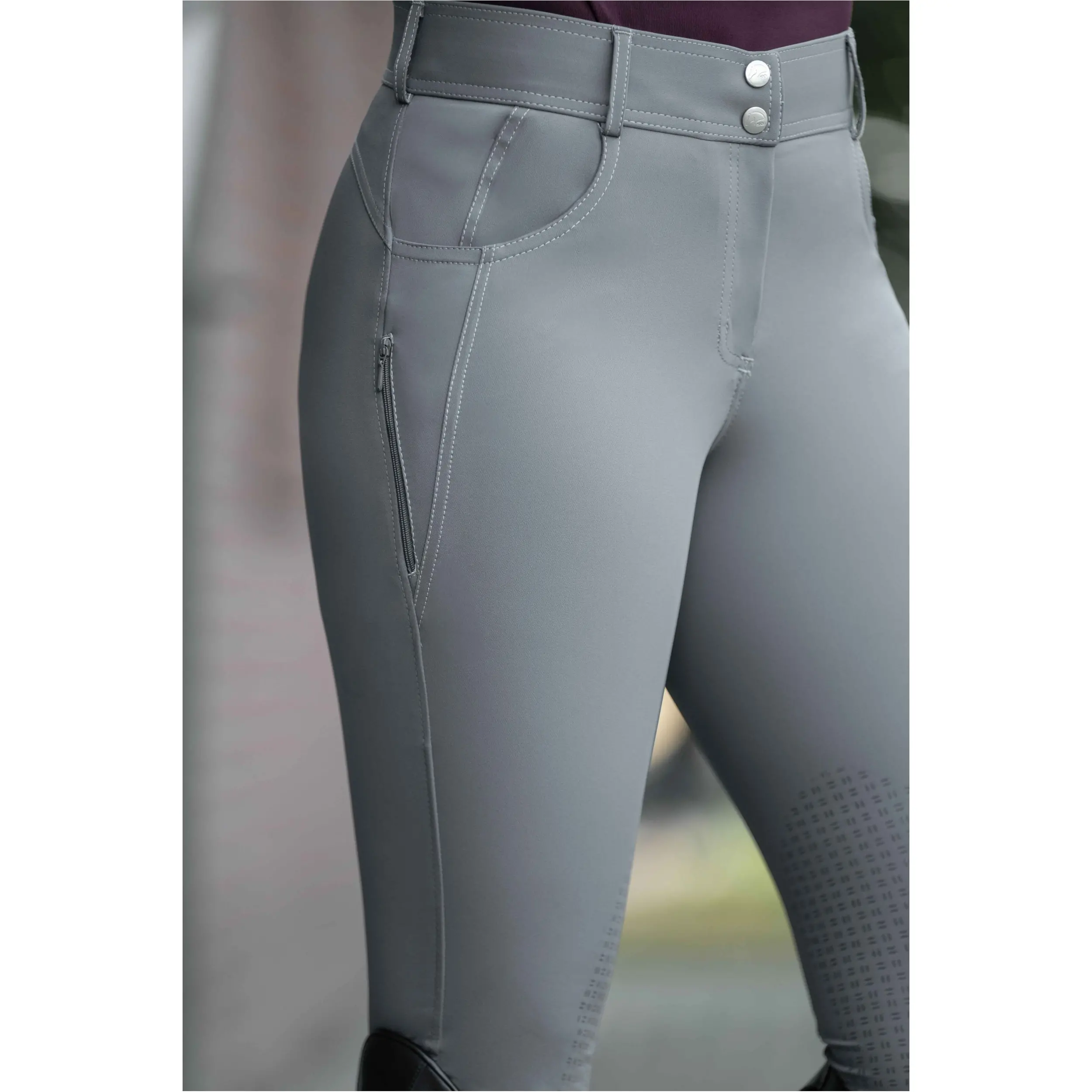 Damen Reithose Silikon Kniebesatz ARI MID RISE grau