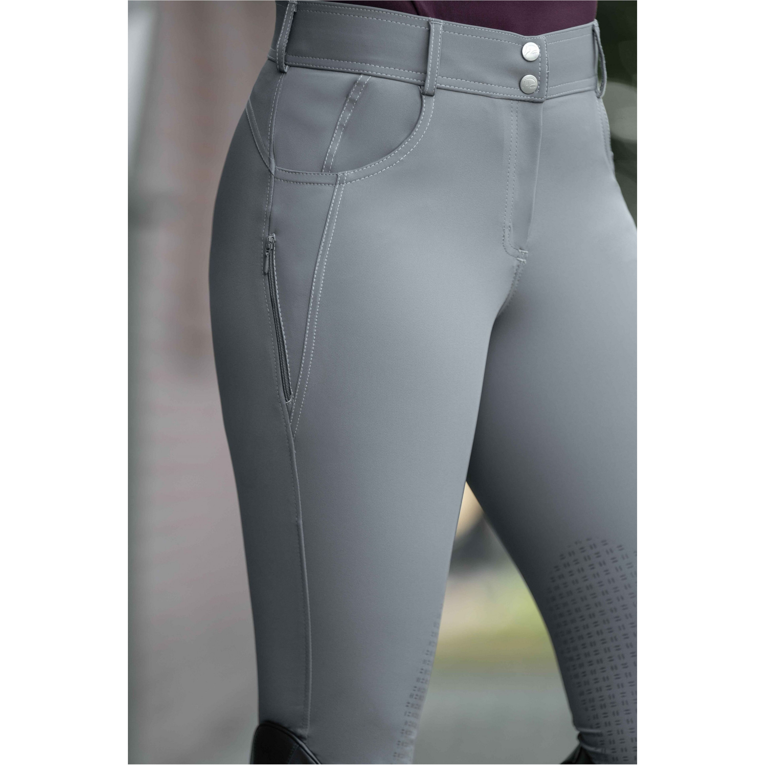 Damen Reithose Silikon Kniebesatz ARI MID RISE grau
