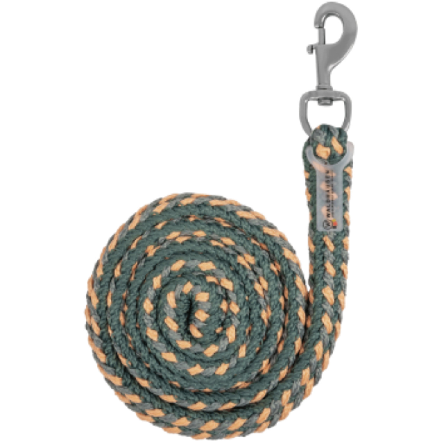 Führstrick mit Karabinerhaken PLUS piniengrün/pfirsich/chromgrau 200cm